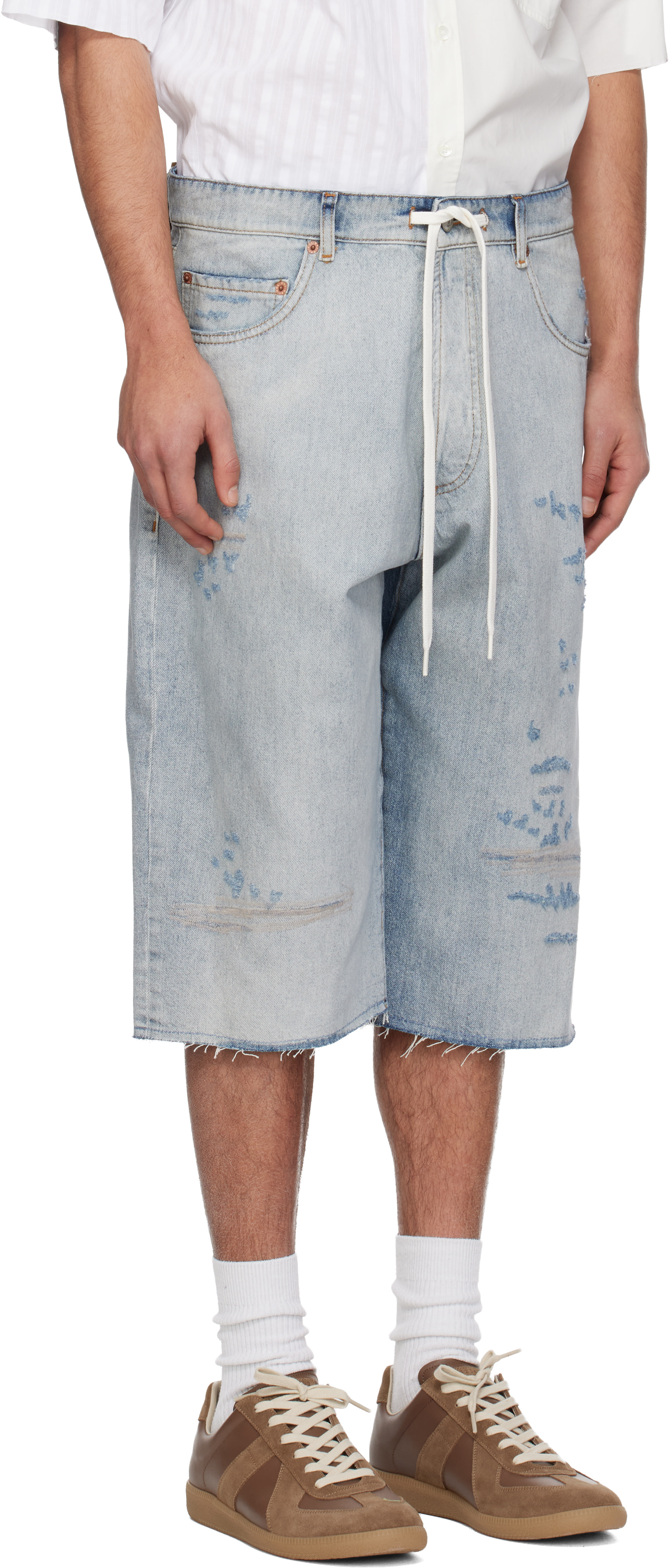 MM6 Maison Margiela - Blue Drawstring Denim Shorts