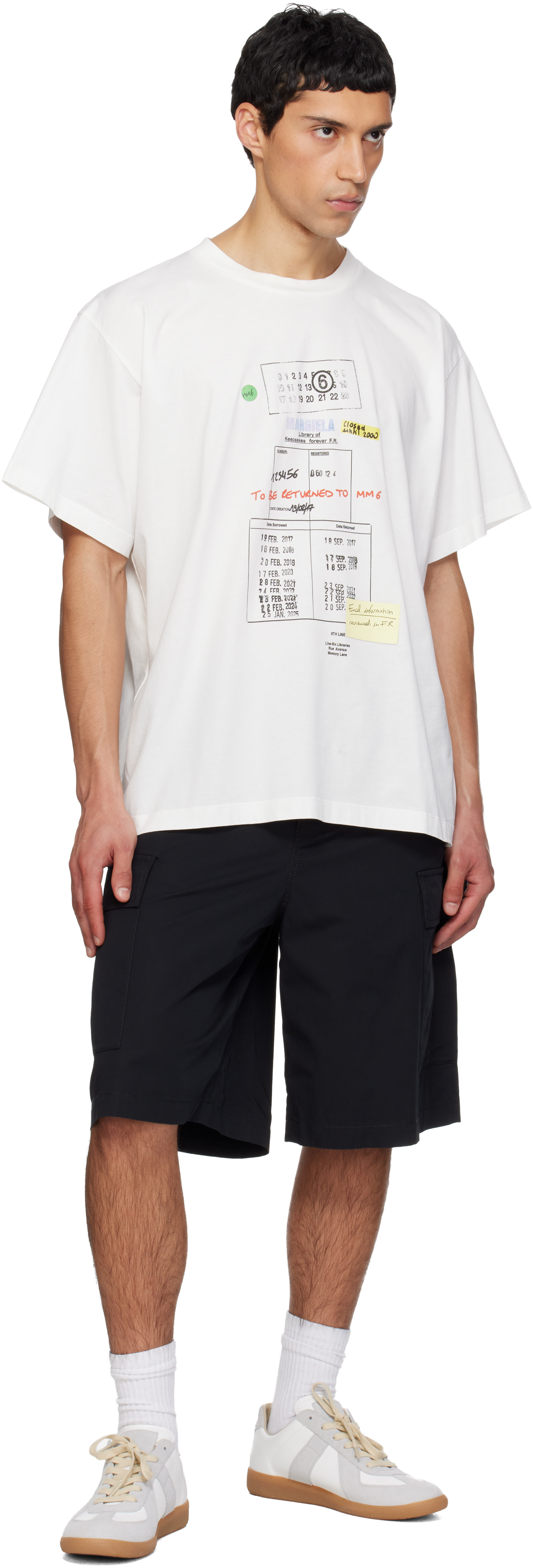 レア！美品✨MM6 メゾンマルジェラ　ハーフパンツ　カーゴ MM6 Maison Margiela: ブラック カットオフ カーゴショートパンツ