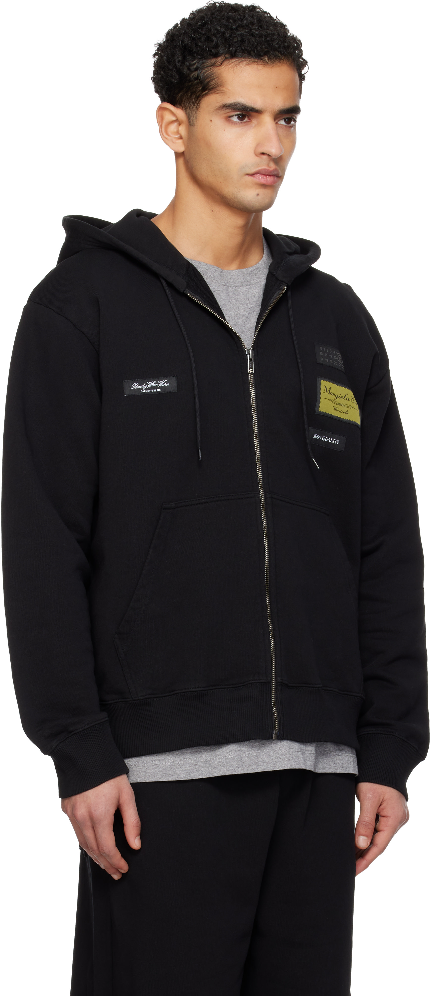 MM6 Maison Margiela - Pull à capuche noir à écussons à logo
