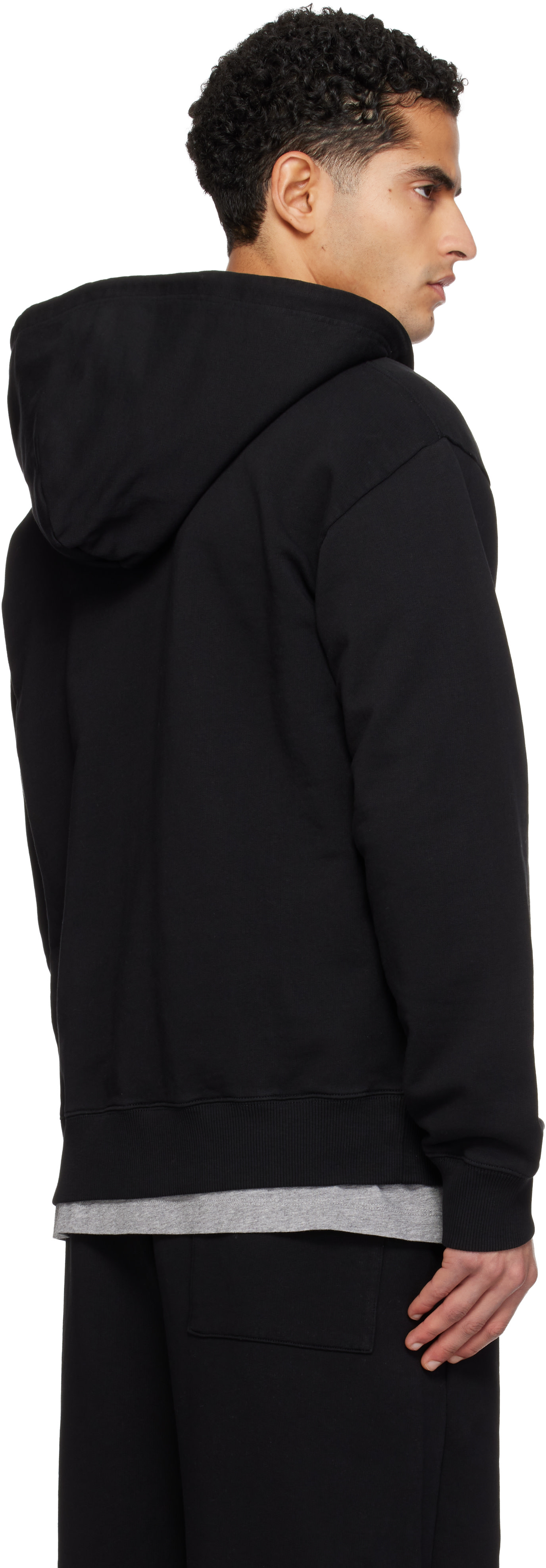 MM6 Maison Margiela - Pull à capuche noir à écussons à logo