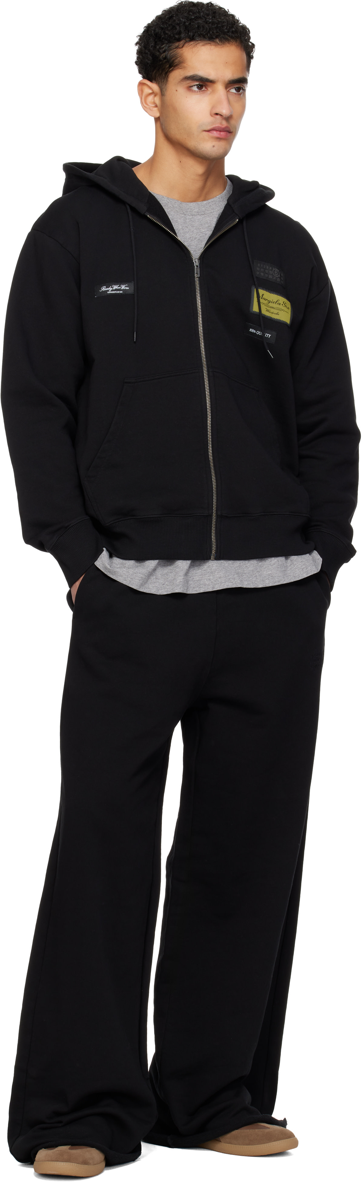 MM6 Maison Margiela - Pull à capuche noir à écussons à logo