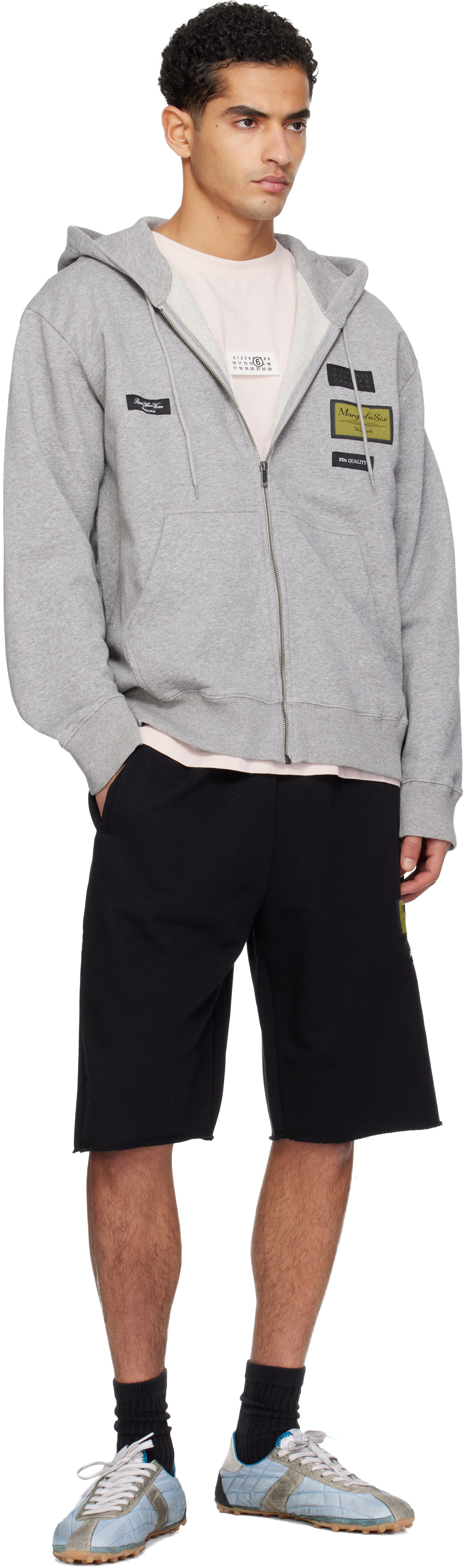 MM6 Maison Margiela: Gray Label Patch Hoodie | SSENSE MM6 Maison Margiela: Gray Label Patch Hoodie | SSENSE