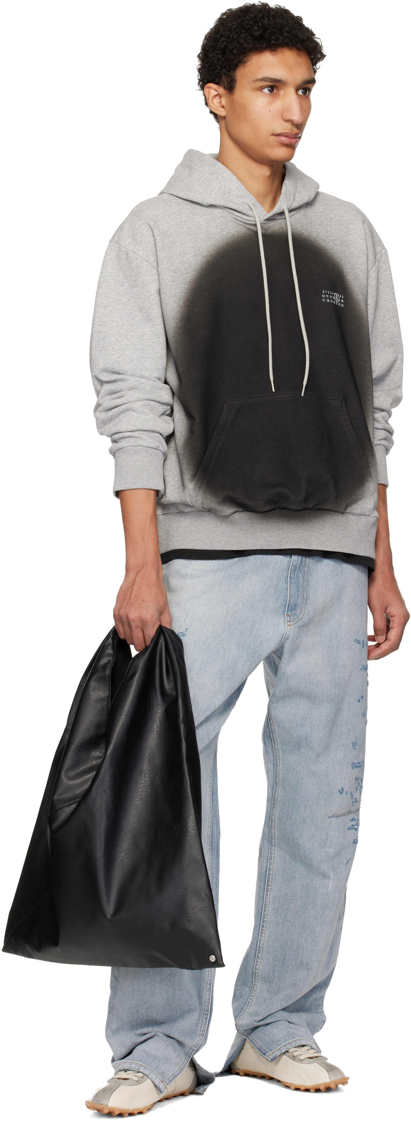 MM6 Maison Margiela: Gray Spray Print Hoodie | SSENSE