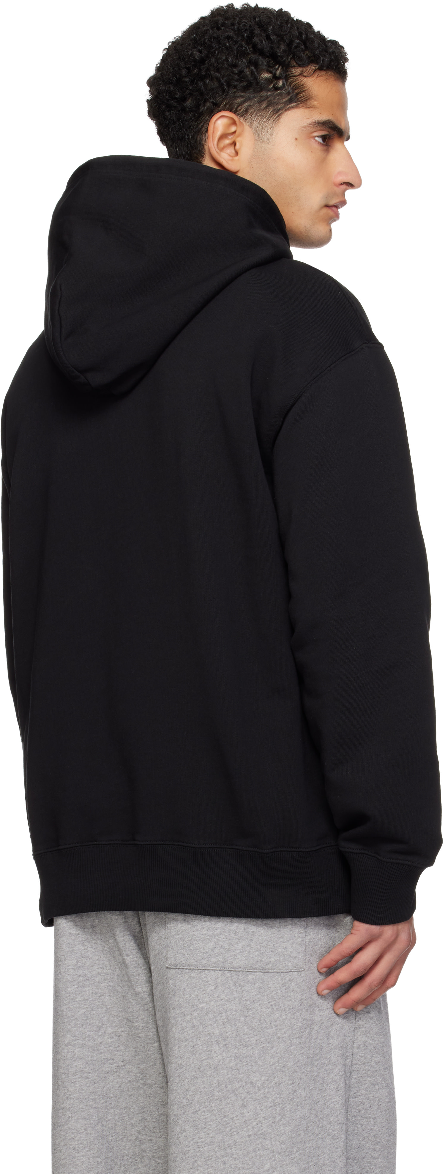 MM6 Maison Margiela: Black Logo Patch Hoodie | SSENSE