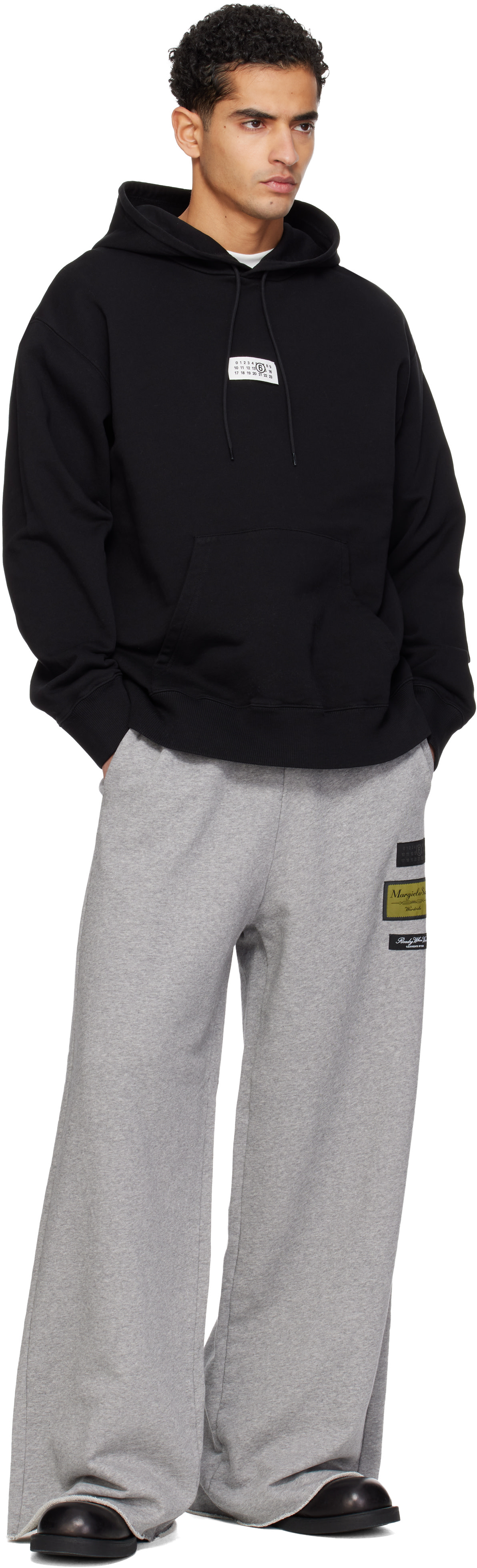 MM6 Maison Margiela: Black Logo Patch Hoodie | SSENSE