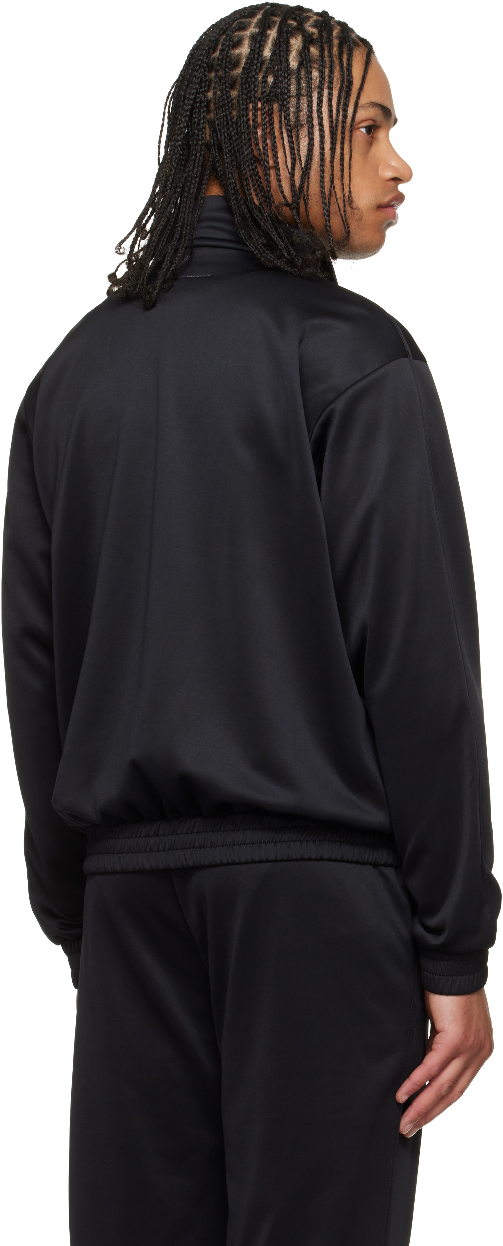 MM6 Maison Margiela: Black Embroidered Logo Track Jacket | SSENSE
