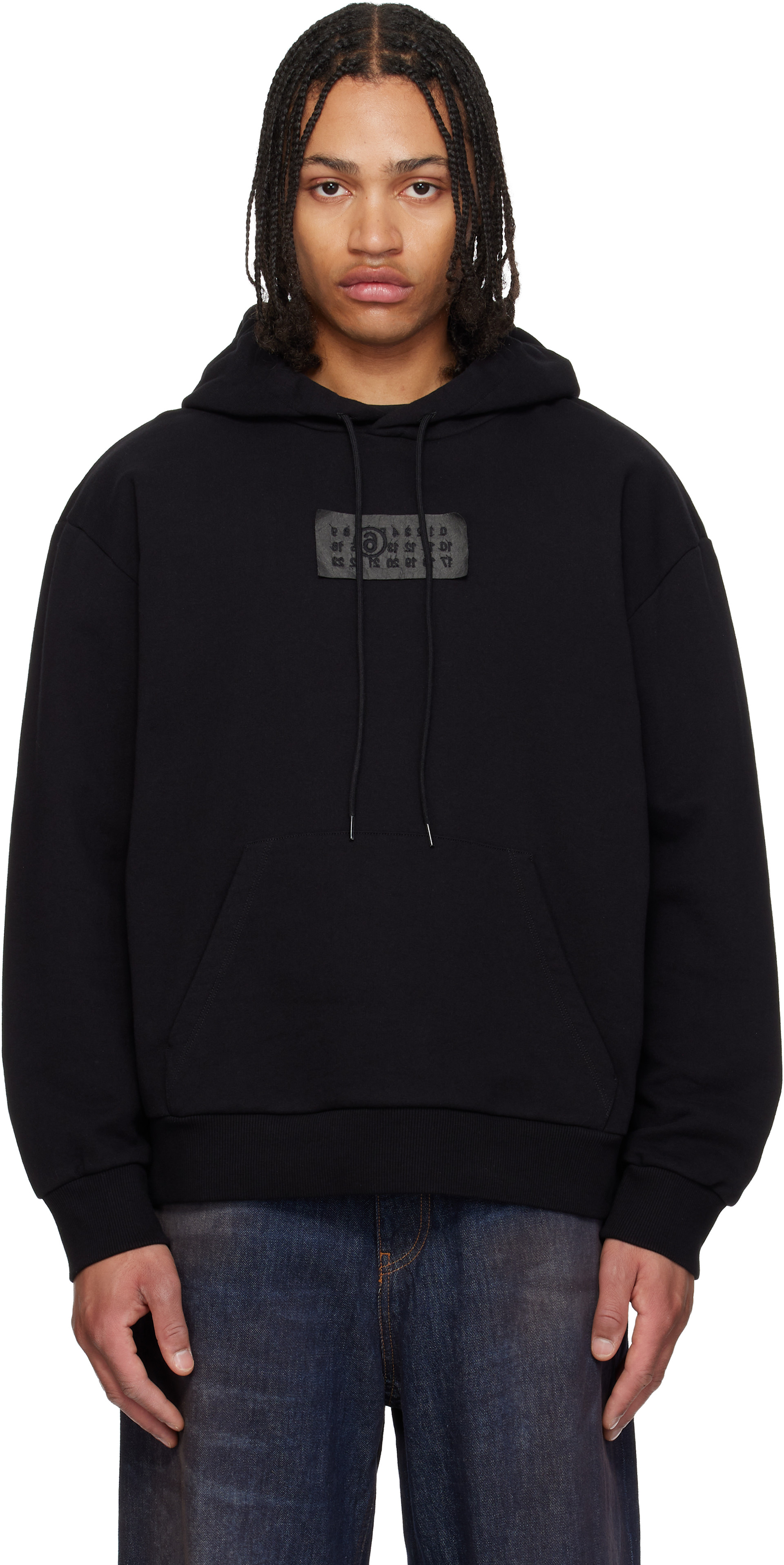 MM6 Maison Margiela - Pull à capuche noir à écusson à logo