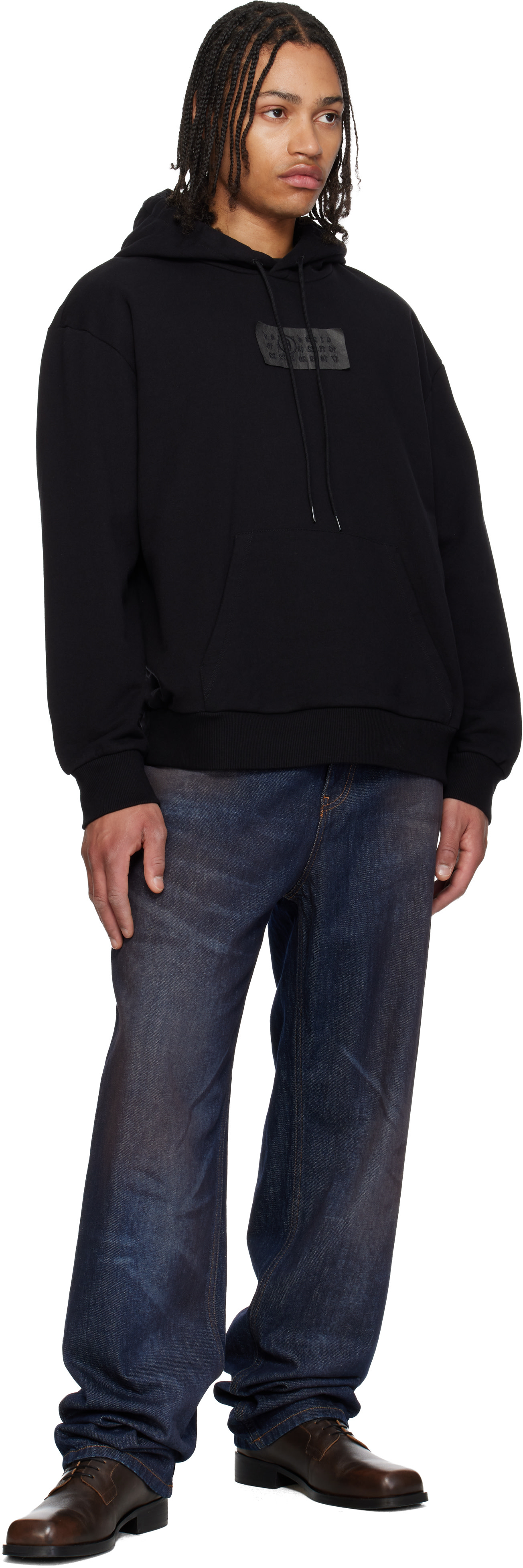 MM6 Maison Margiela - Pull à capuche noir à écusson à logo