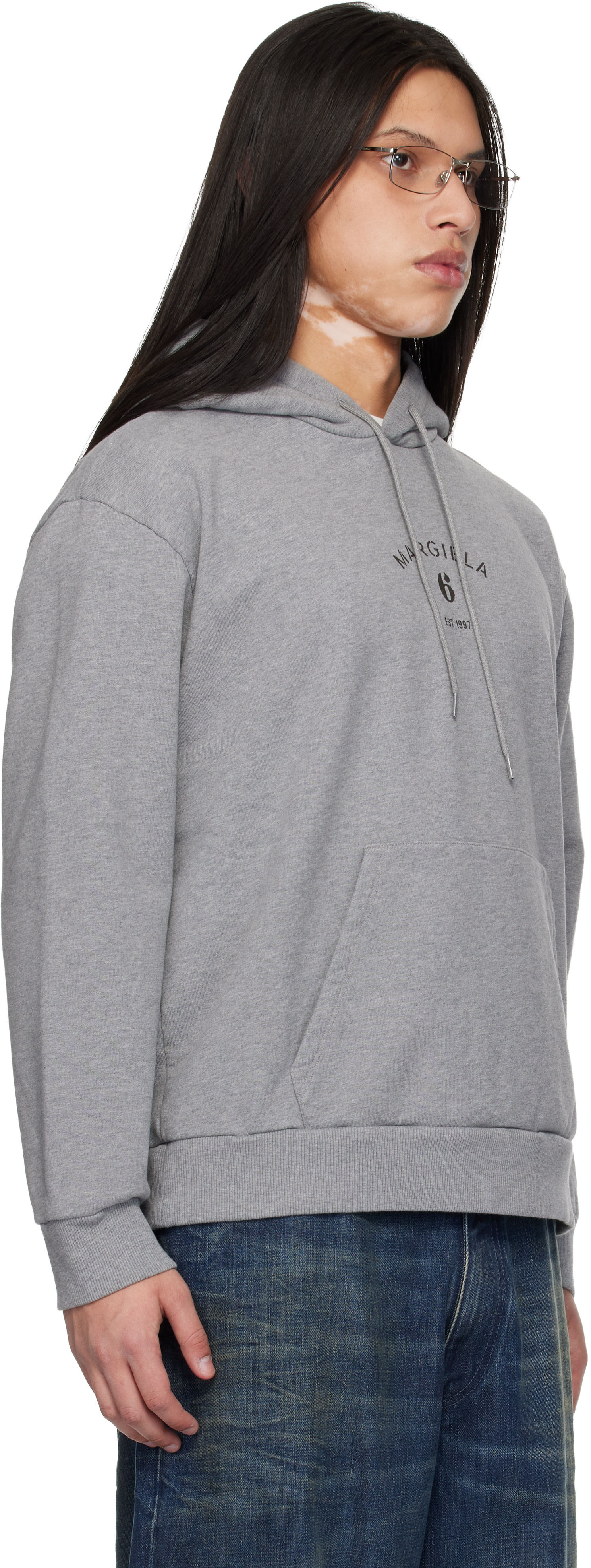 MM6 Maison Margiela - Pull à capuche gris à logo