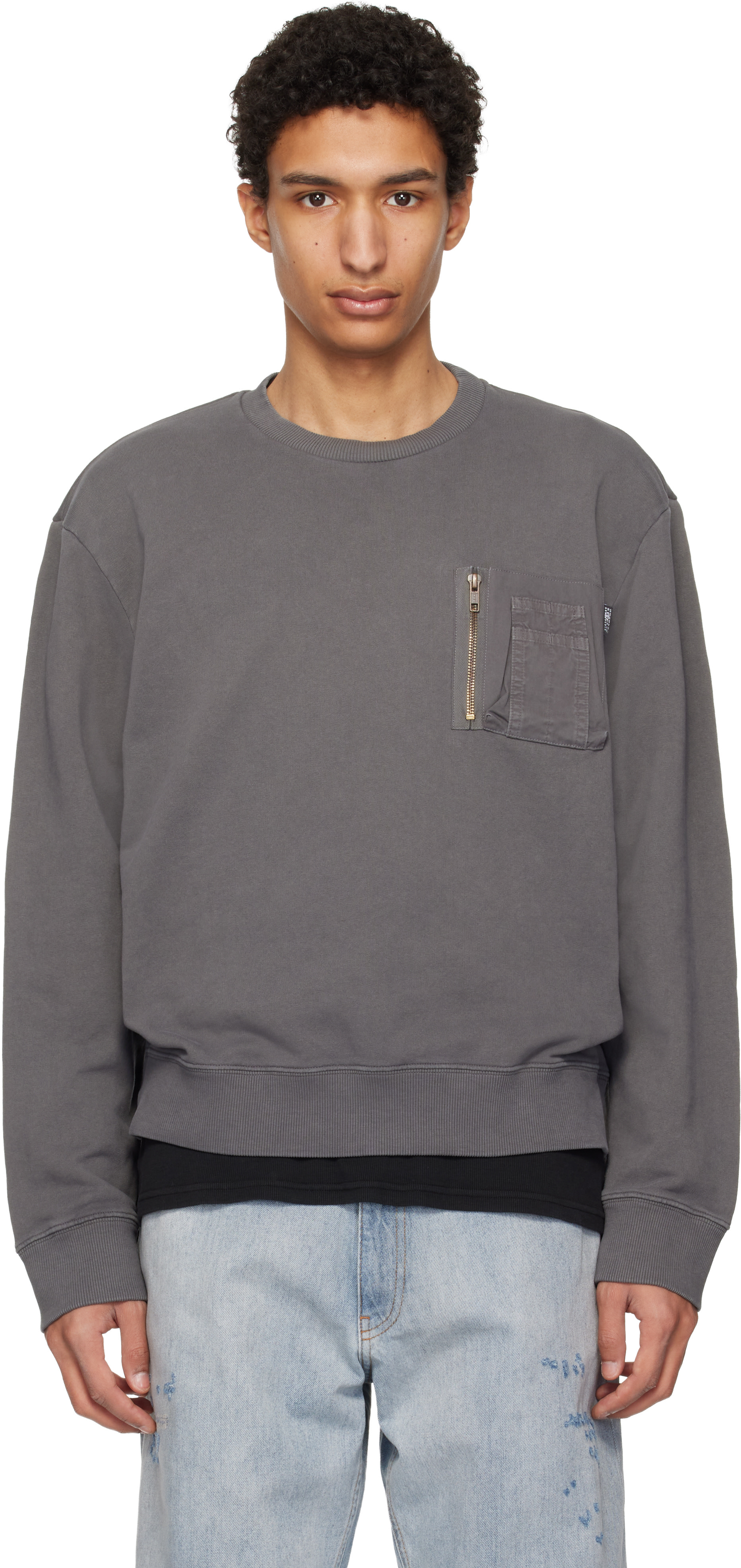 MM6 Maison Margiela - Pull molletonné gris à poche utilitaire
