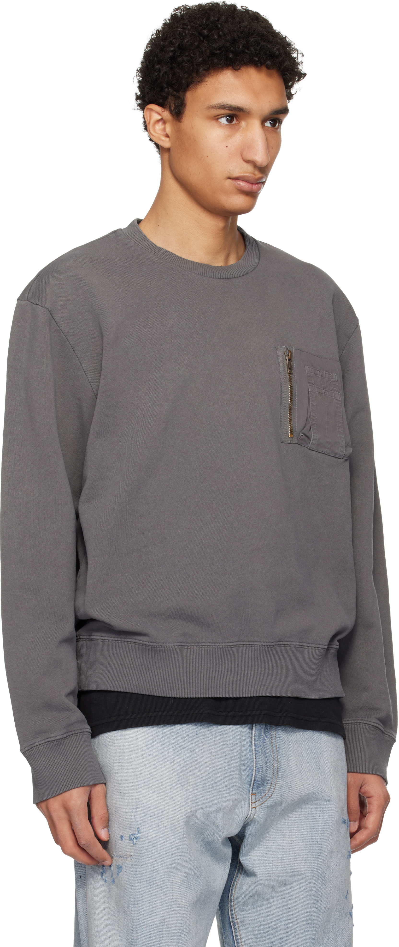 MM6 Maison Margiela - Pull molletonné gris à poche utilitaire