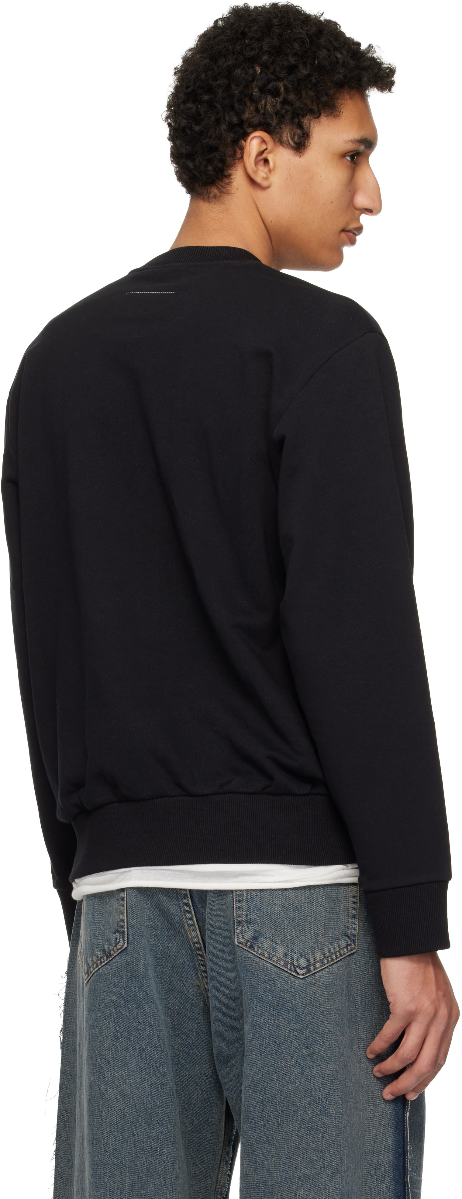 MM6 Maison Margiela: ブラック Spray Print スウェットシャツ