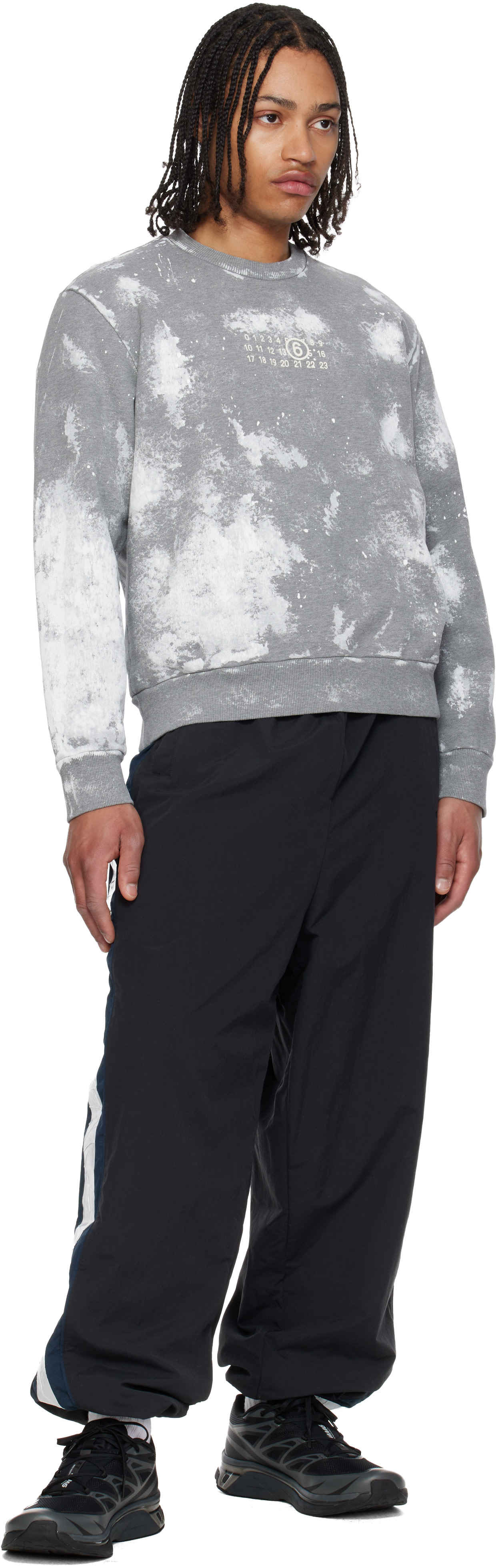 MM6 Maison Margiela - Pull molletonné gris à éclaboussures de peinture