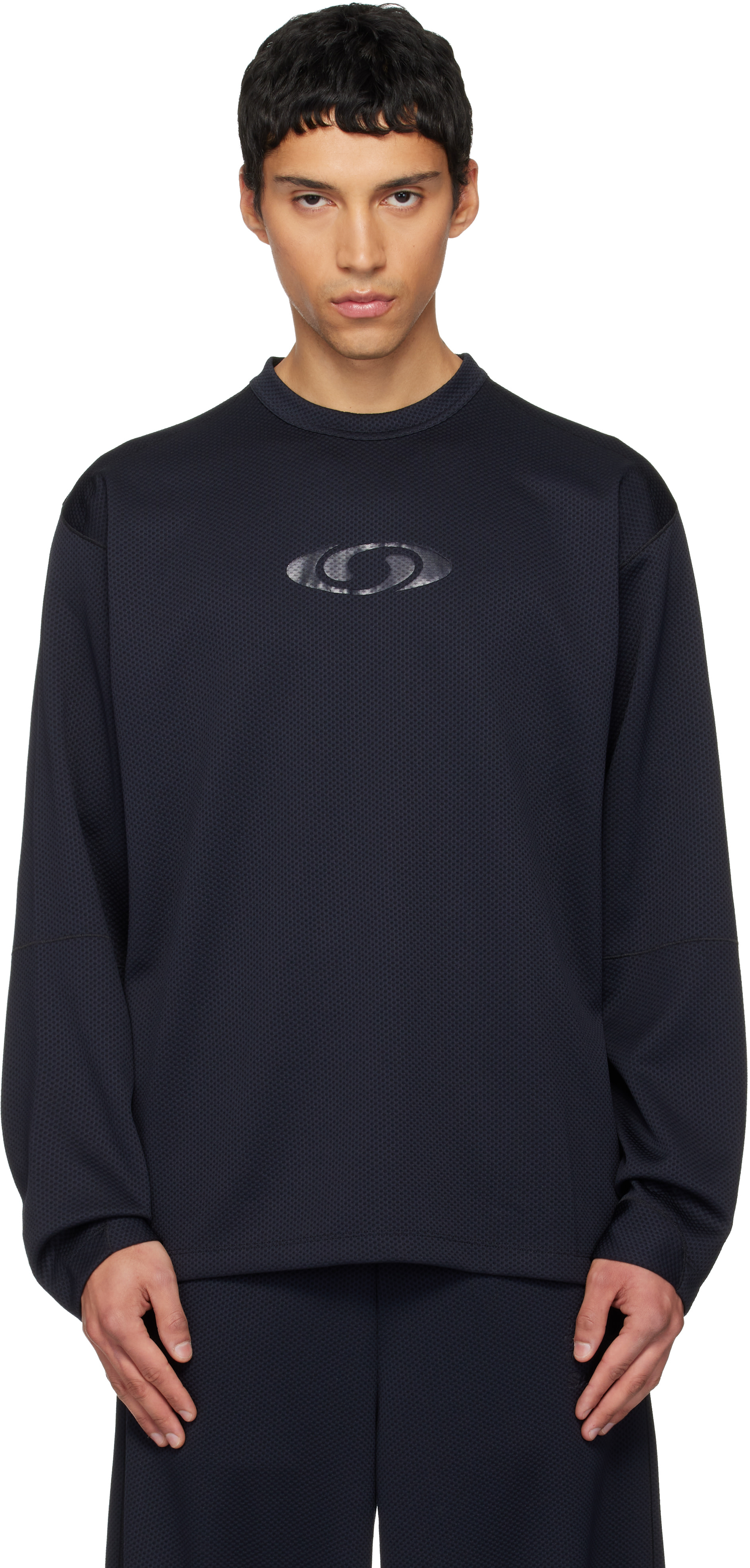 MM6 Maison Margiela メッシュ編み長袖Tシャツ MM6 Maison Margiela: ブラック Salomonエディション メッシュ Tシャツ
