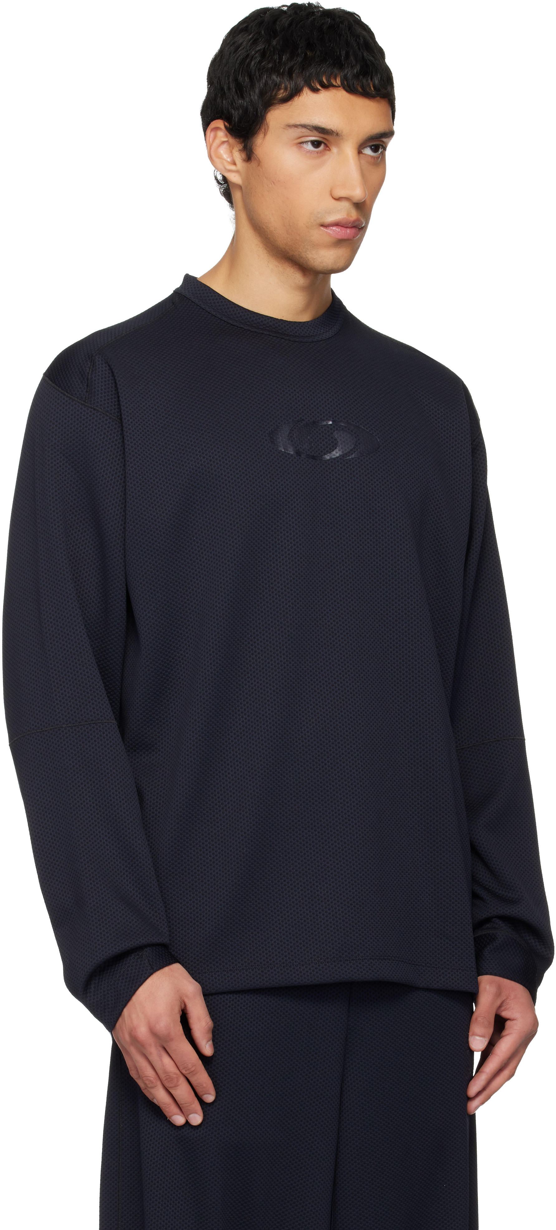 MM6 Maison Margiela メッシュ編み長袖Tシャツ MM6 Maison Margiela: ブラック Salomonエディション メッシュ Tシャツ