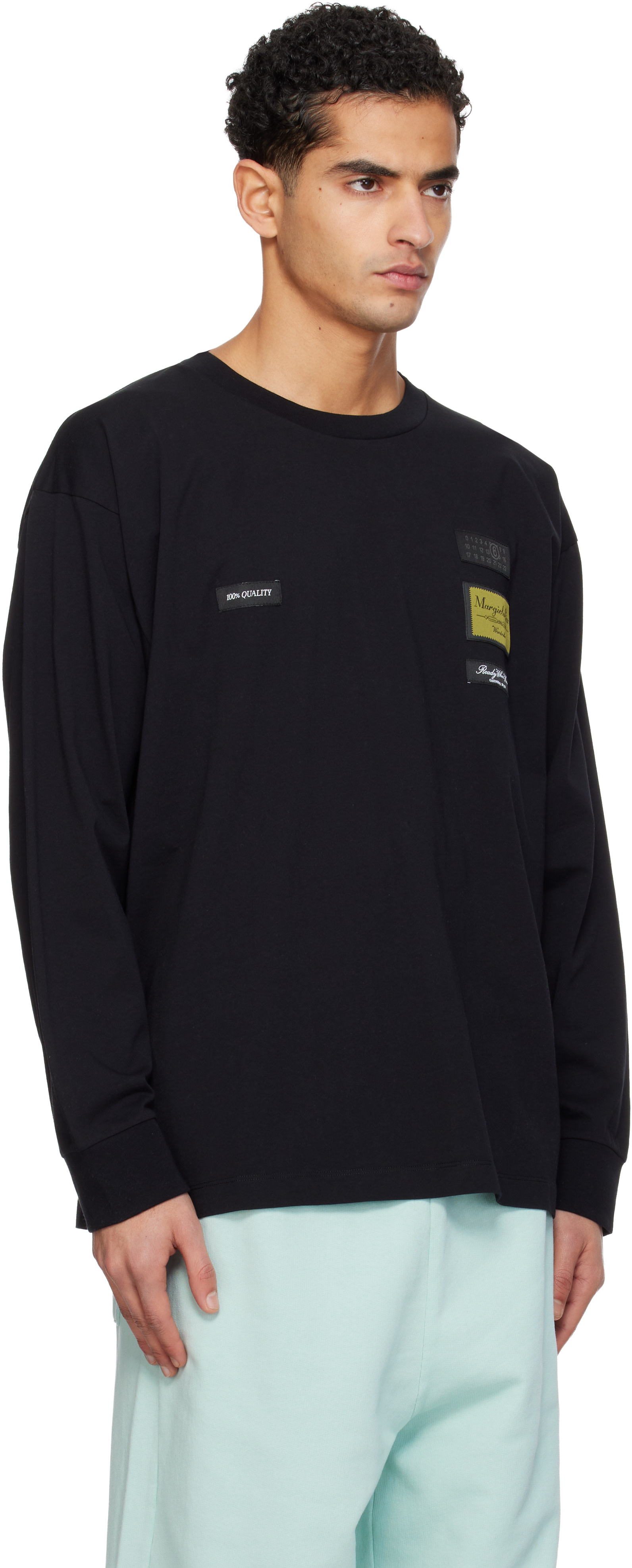MM6 Maison Margiela: ブラック 長袖Tシャツ | SSENSE 日本