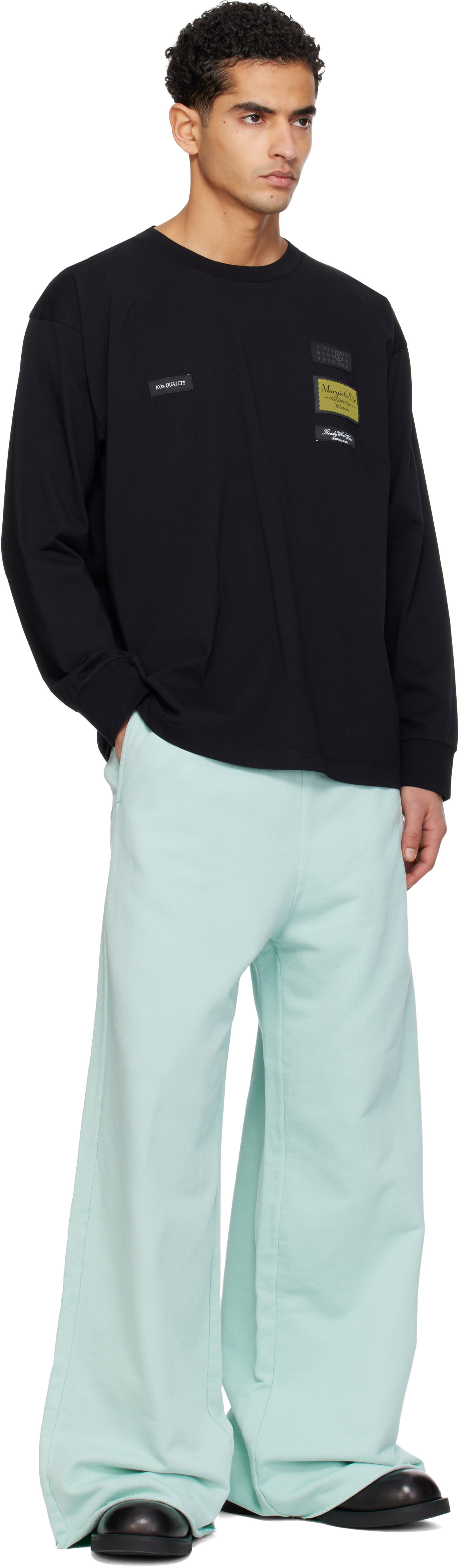 MM6 Maison Margiela: Black Long-Sleeve T-shirt | SSENSE