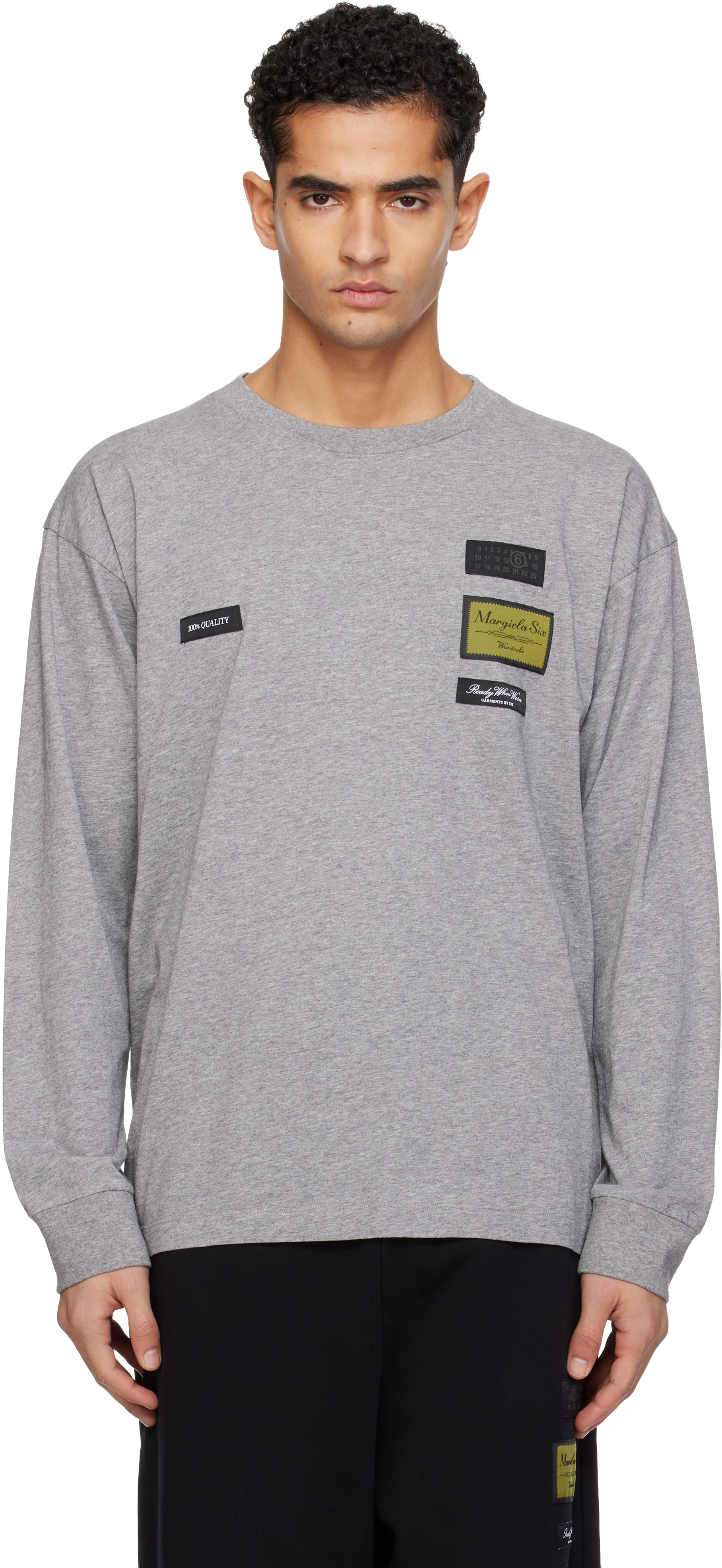 MM6 Maison Margiela: Gray Long-Sleeve T-shirt | SSENSE