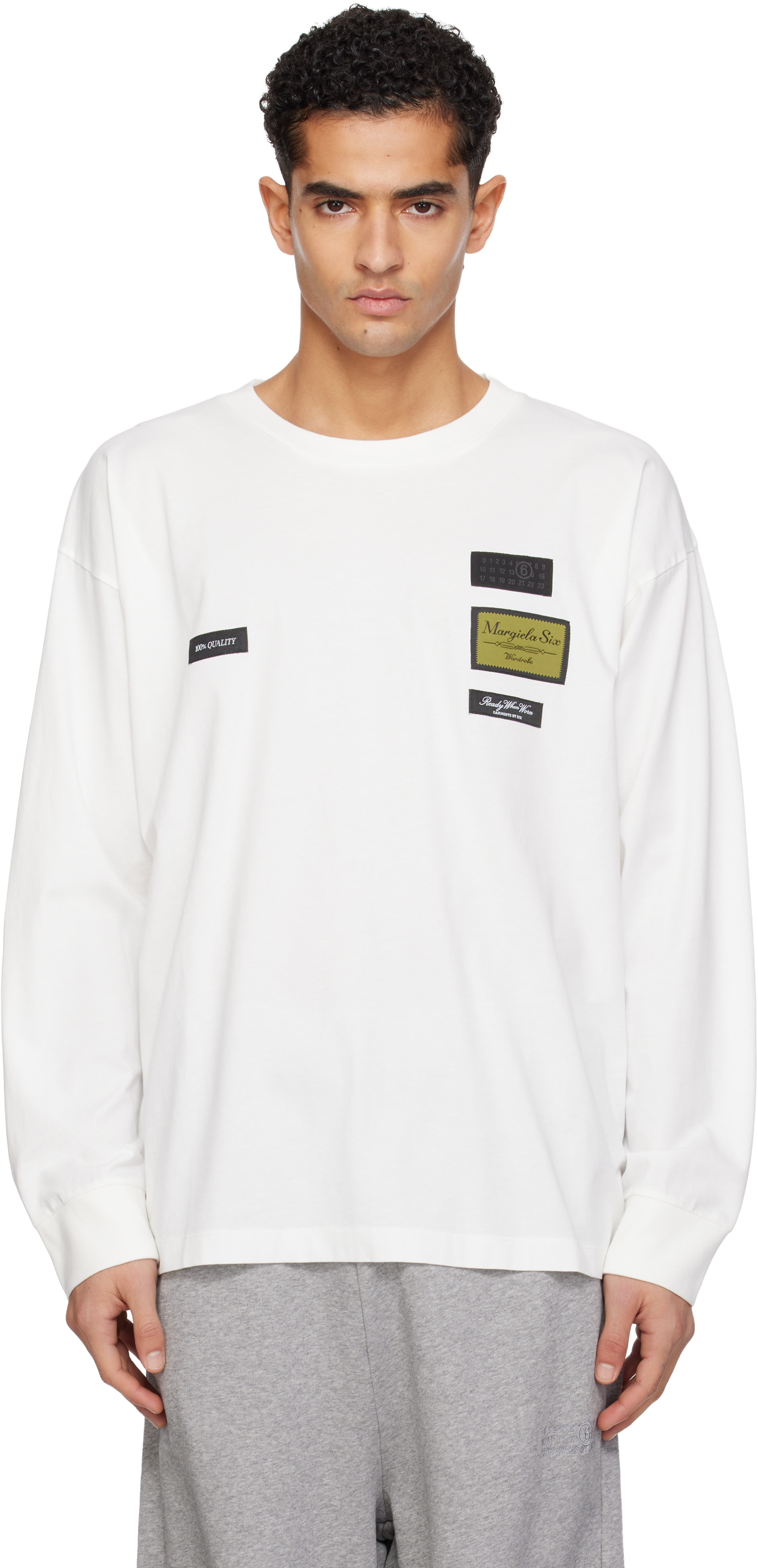 MM6 Maison Margiela: White Long-Sleeve T-shirt | SSENSE