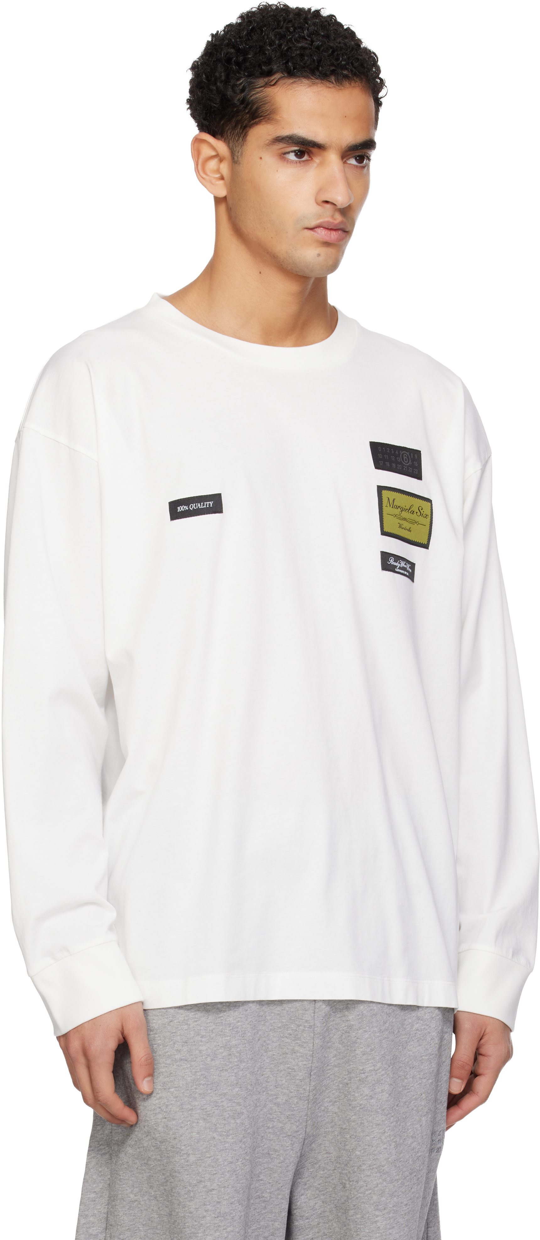 MM6 Maison Margiela ホワイト ロングスリーブ Tシャツ MM6 Maison Margiela: White Long-Sleeve T-shirt | SSENSE