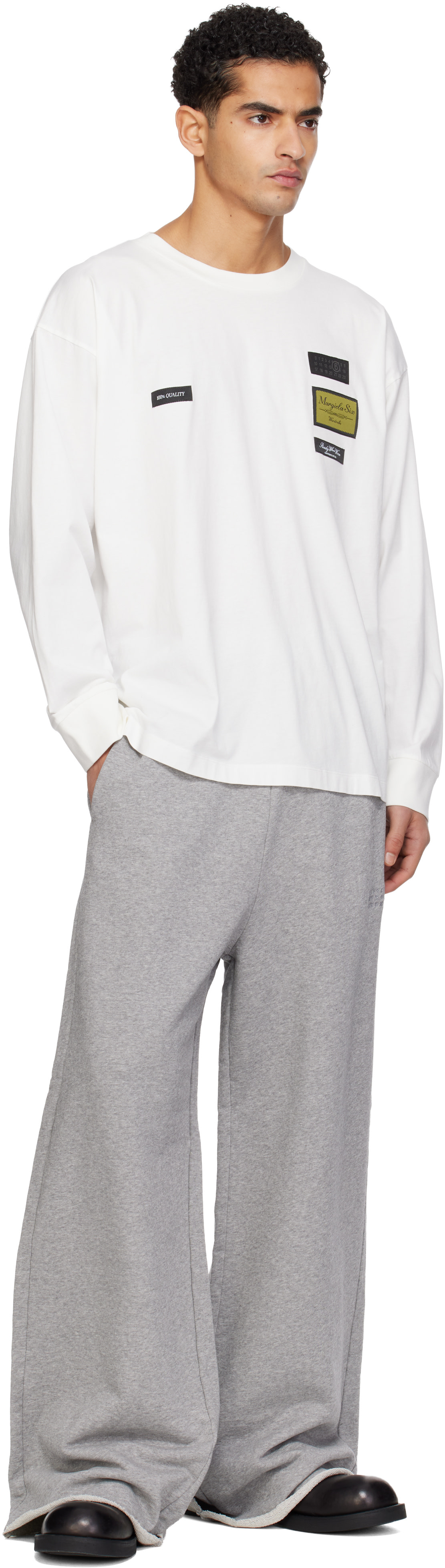 MM6 Maison Margiela: White Long-Sleeve T-shirt | SSENSE