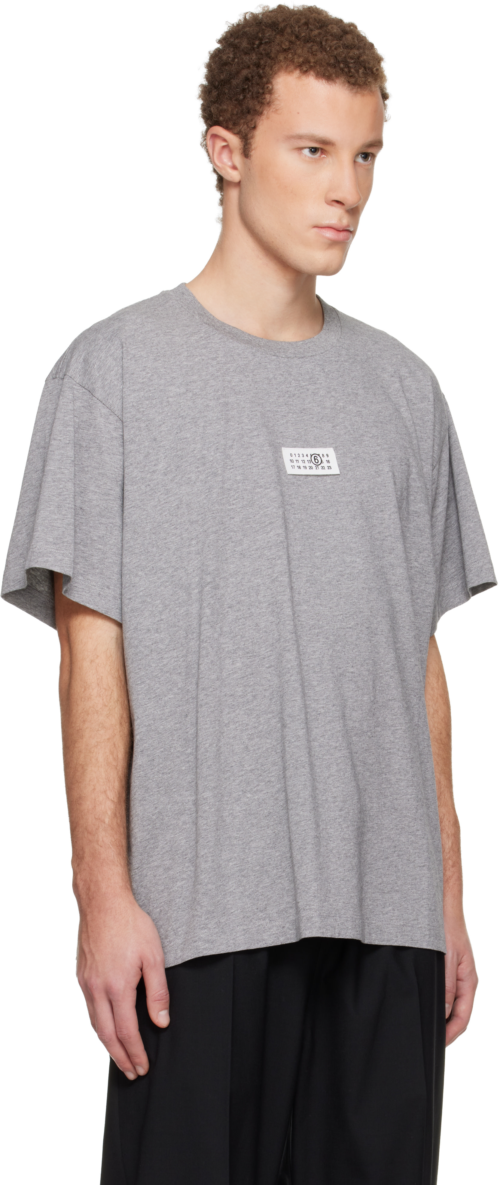 MM6 Maison Margiela: Gray Numeric Cotton T-shirt | SSENSE