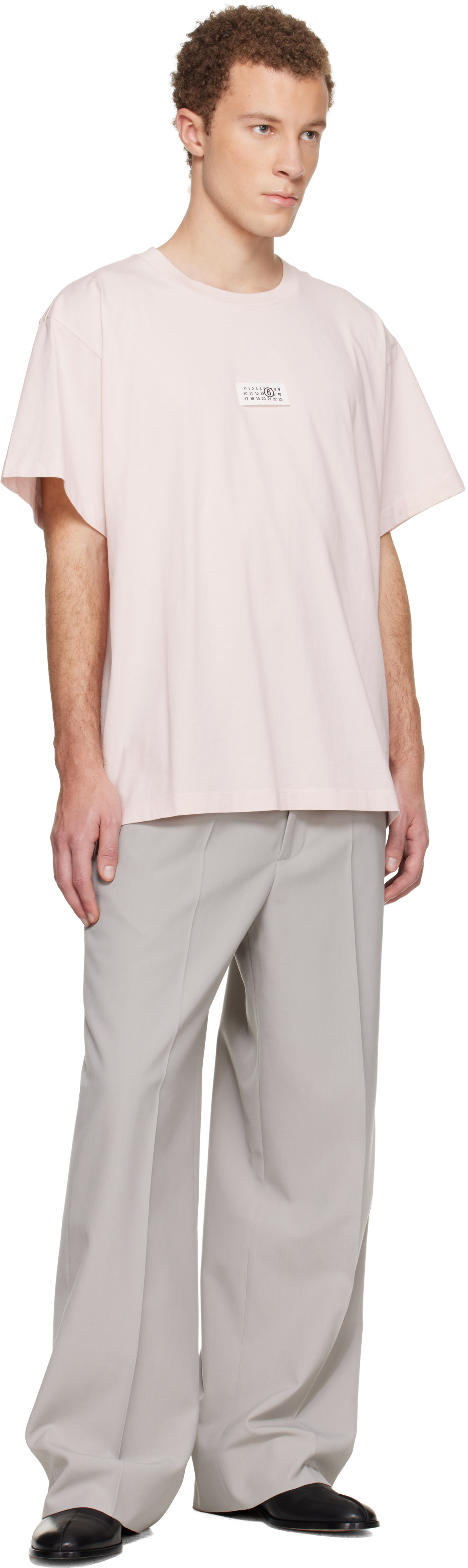 MM6 Maison Margiela: Pink Numeric Cotton T-shirt | SSENSE