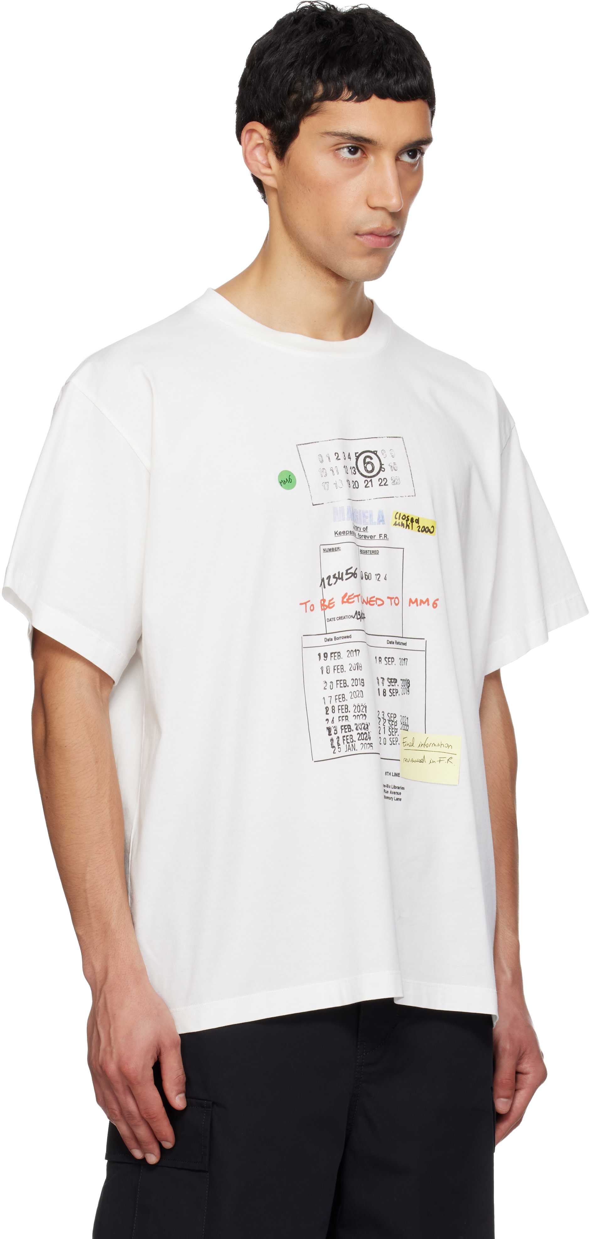 mm6 maison margiela Tシャツ MM6 Maison Margiela: Off-White Library Stamp T-shirt | SSENSE