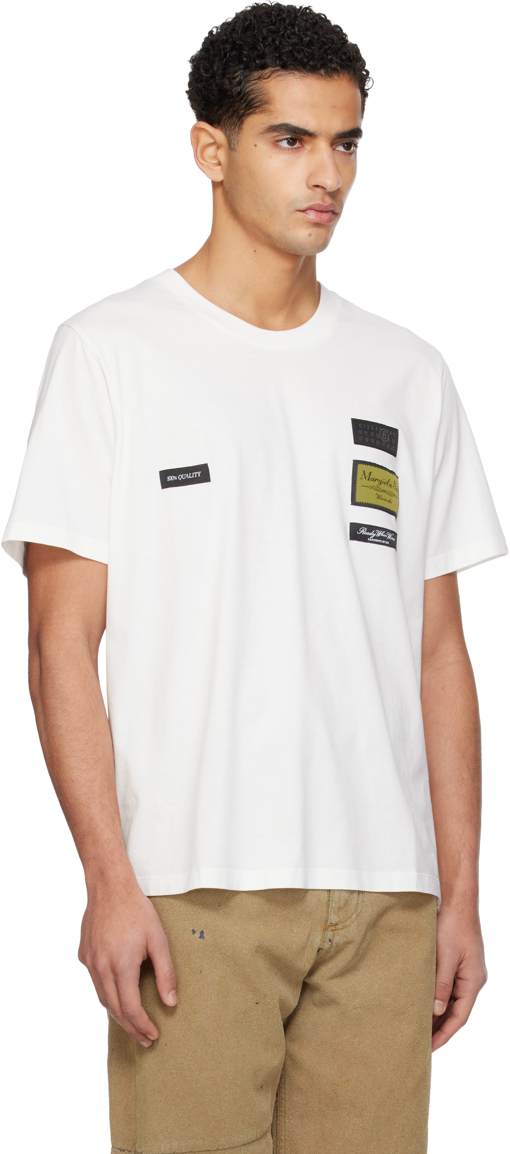 MM6 Maison Margiela: ホワイト Label Patch Tシャツ | SSENSE 日本
