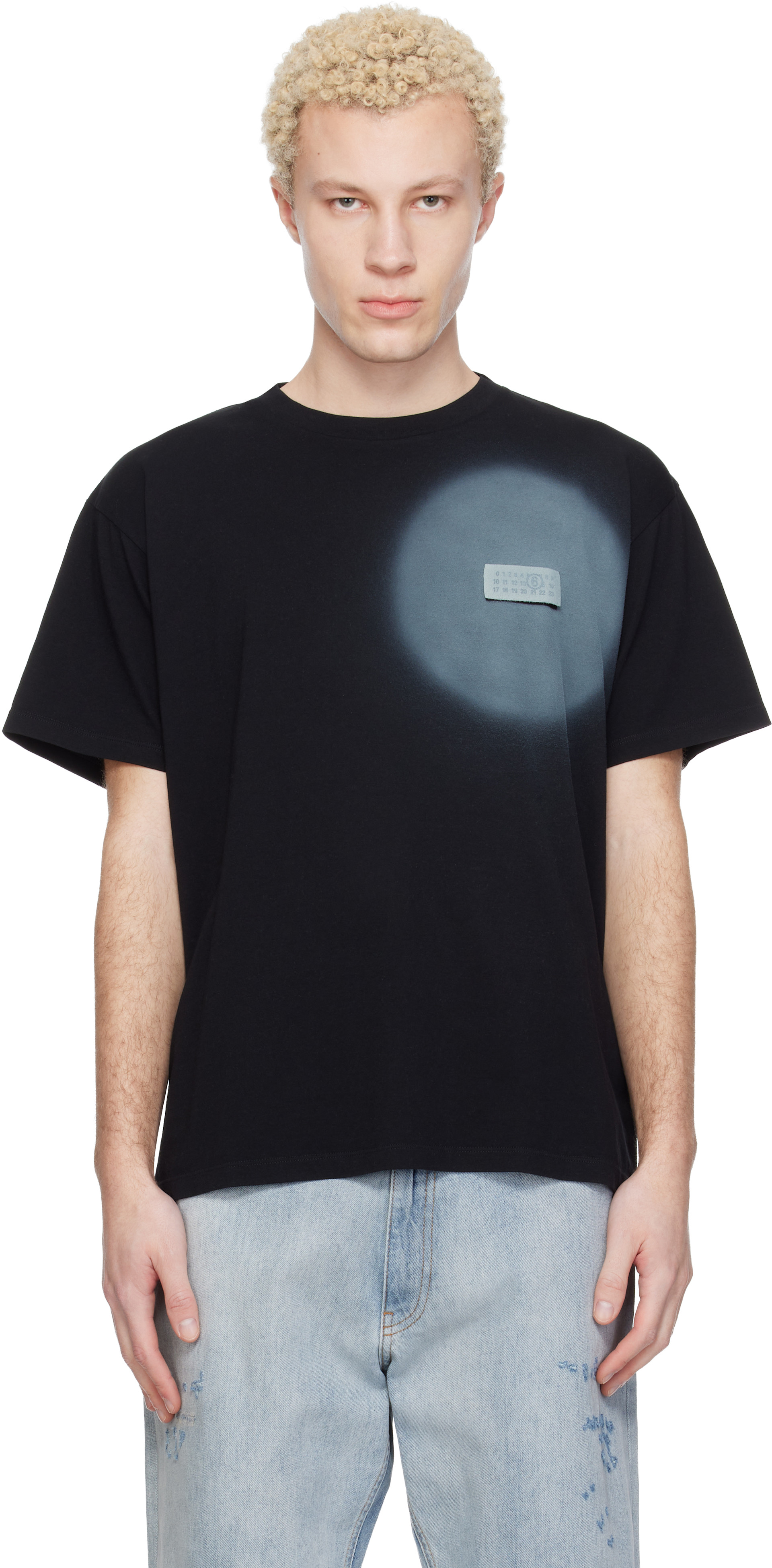 MM6 Maison Margiela: ブラック スプレーペイント Tシャツ | SSENSE 日本