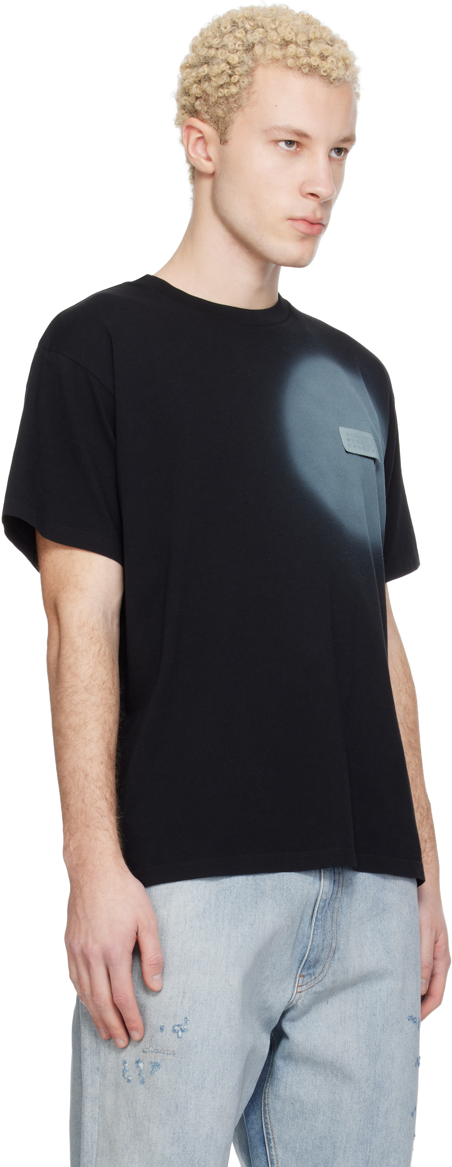 MM6 Maison Margiela: ブラック スプレーペイント Tシャツ | SSENSE 日本