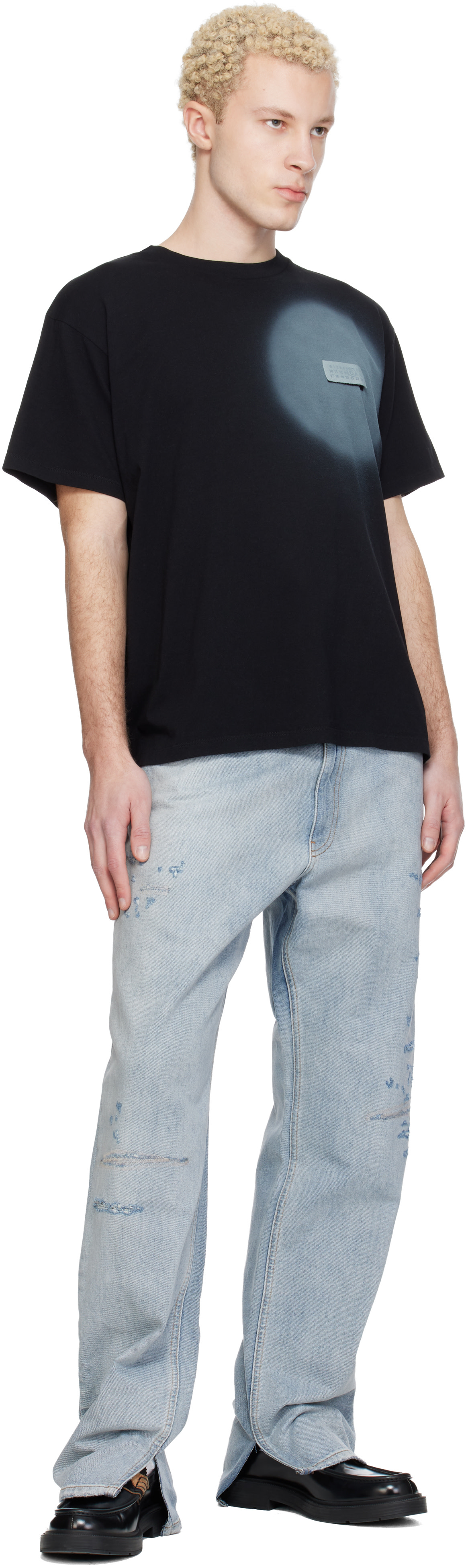 MM6 Maison Margiela: ブラック スプレーペイント Tシャツ | SSENSE 日本