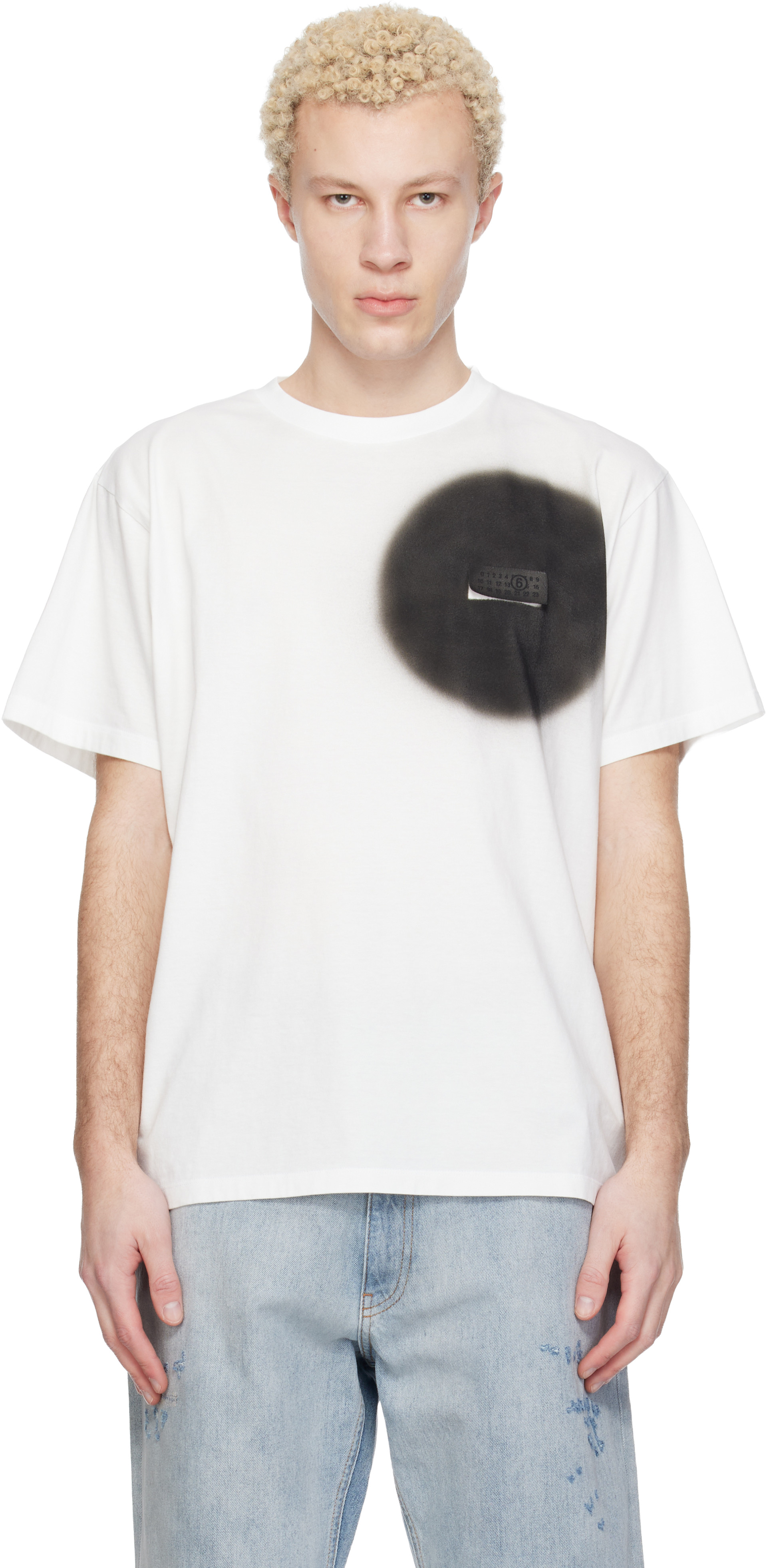 MM6 Maison Margiela: ホワイト スプレーペイント Tシャツ | SSENSE 日本