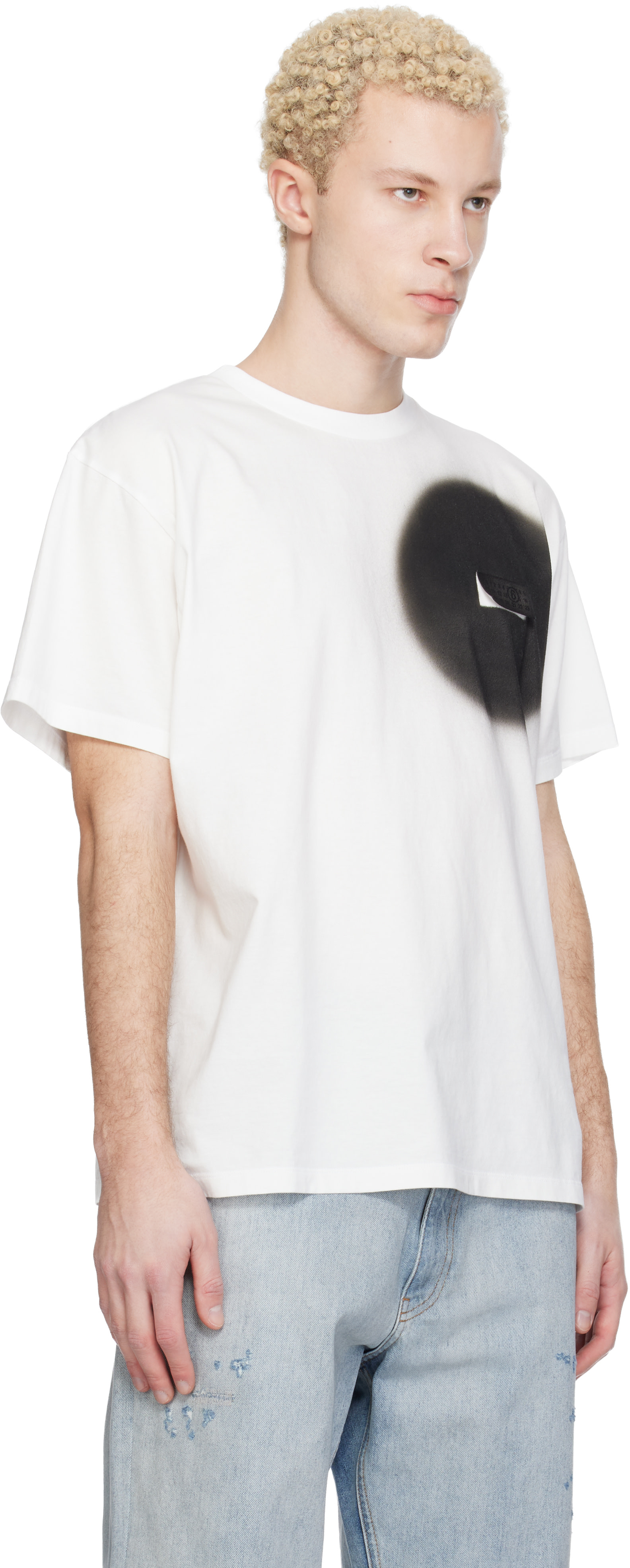 MM6 Maison Margiela: ホワイト スプレーペイント Tシャツ | SSENSE 日本