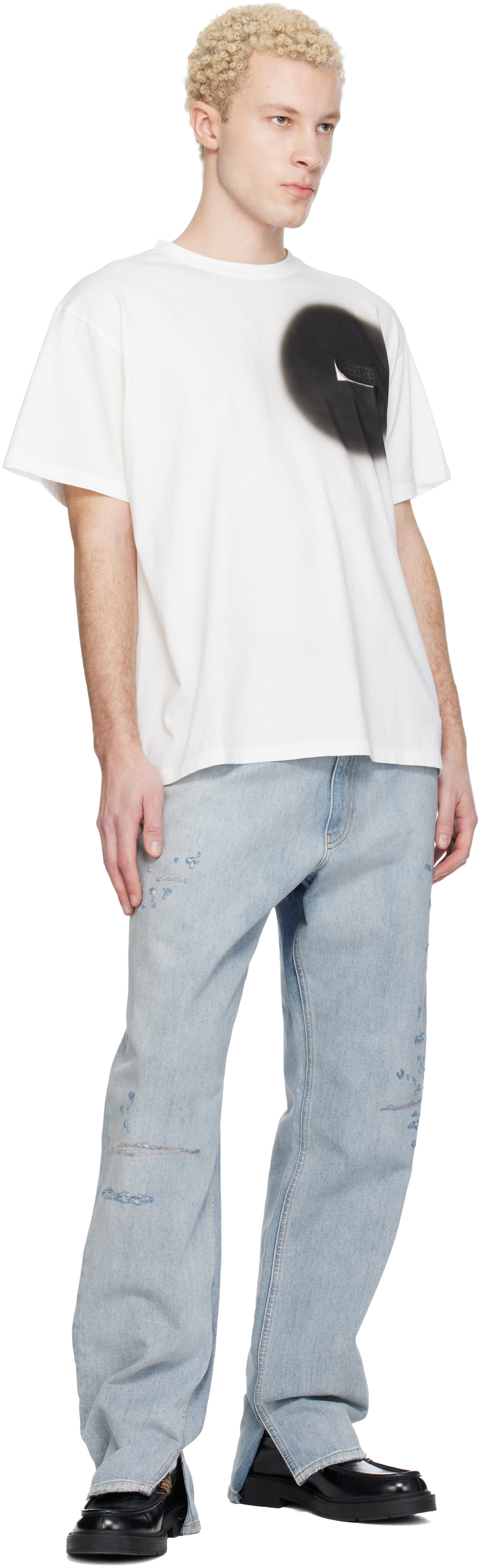 MM6 Maison Margiela: ホワイト スプレーペイント Tシャツ | SSENSE 日本