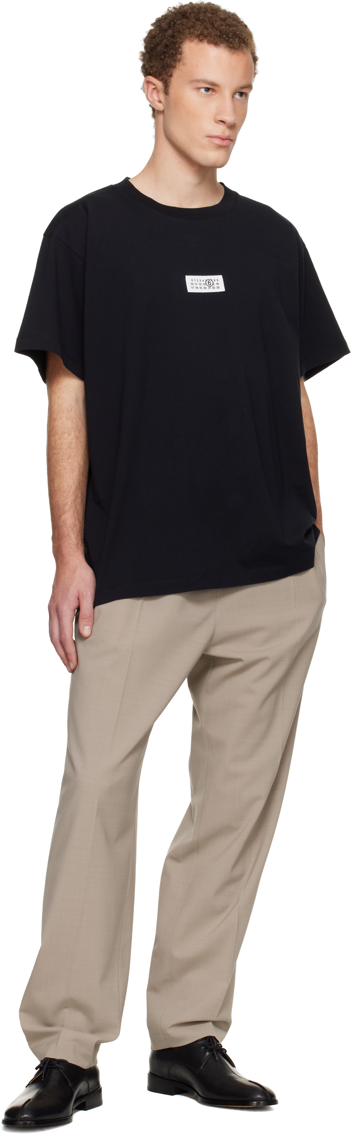 MM6 Maison Margiela: Black Numeric Cotton T-shirt | SSENSE