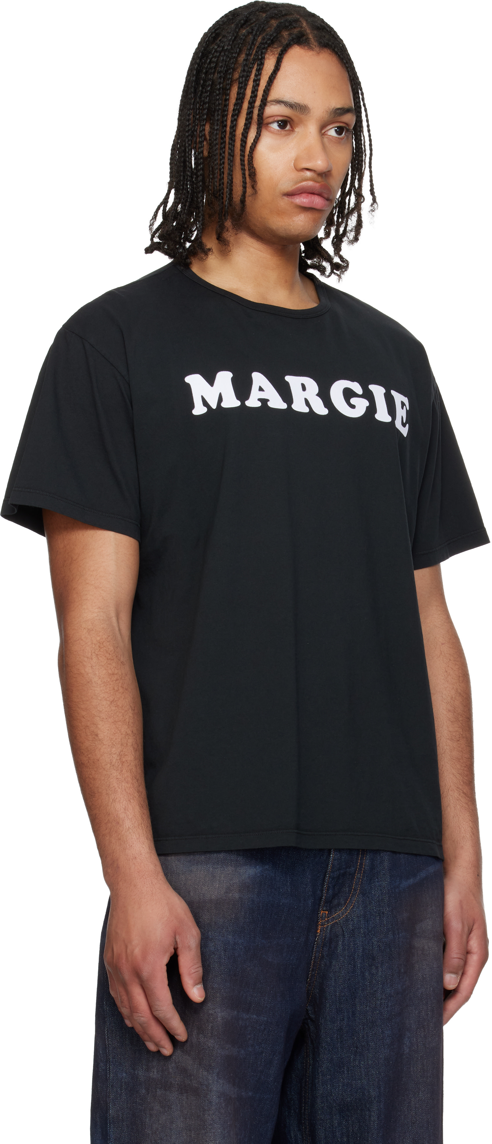 MM6 Maison Margiela: ブラック Vintage Jersey 'Margie' Tシャツ