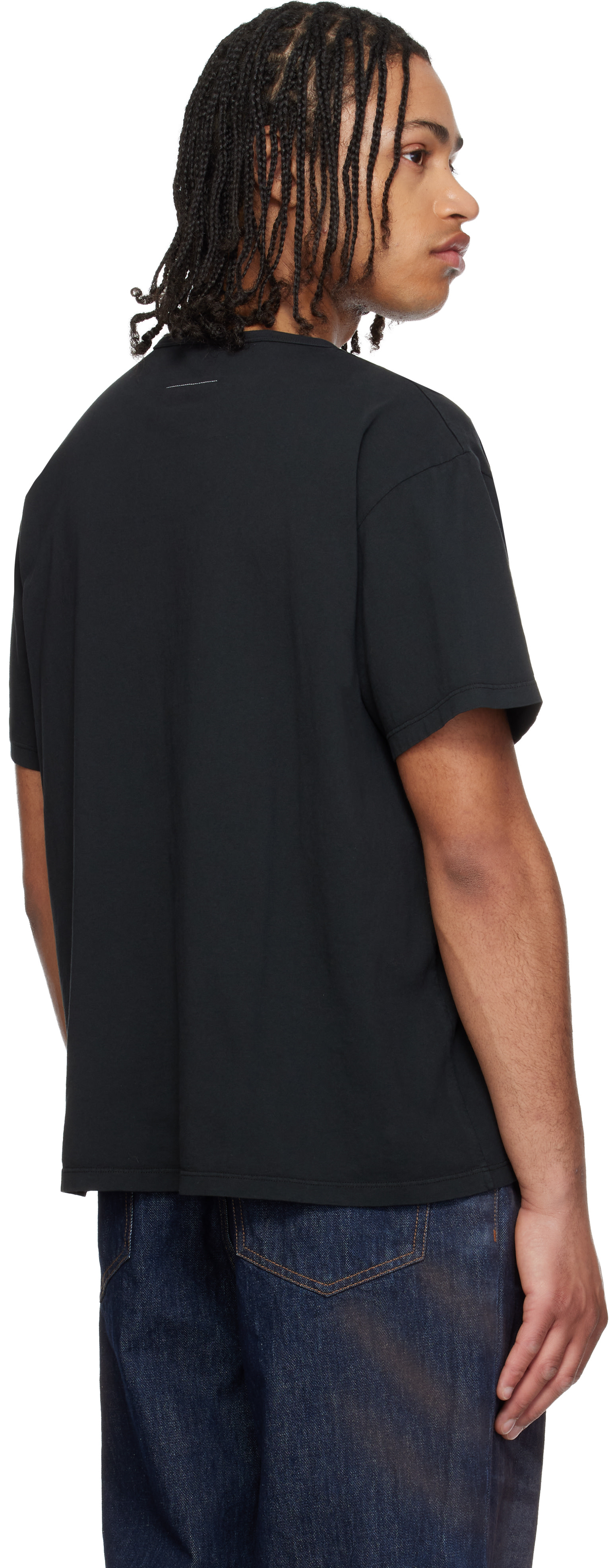 MM6 Maison Margiela: Black Vintage Jersey 'Margie' T-shirt | SSENSE