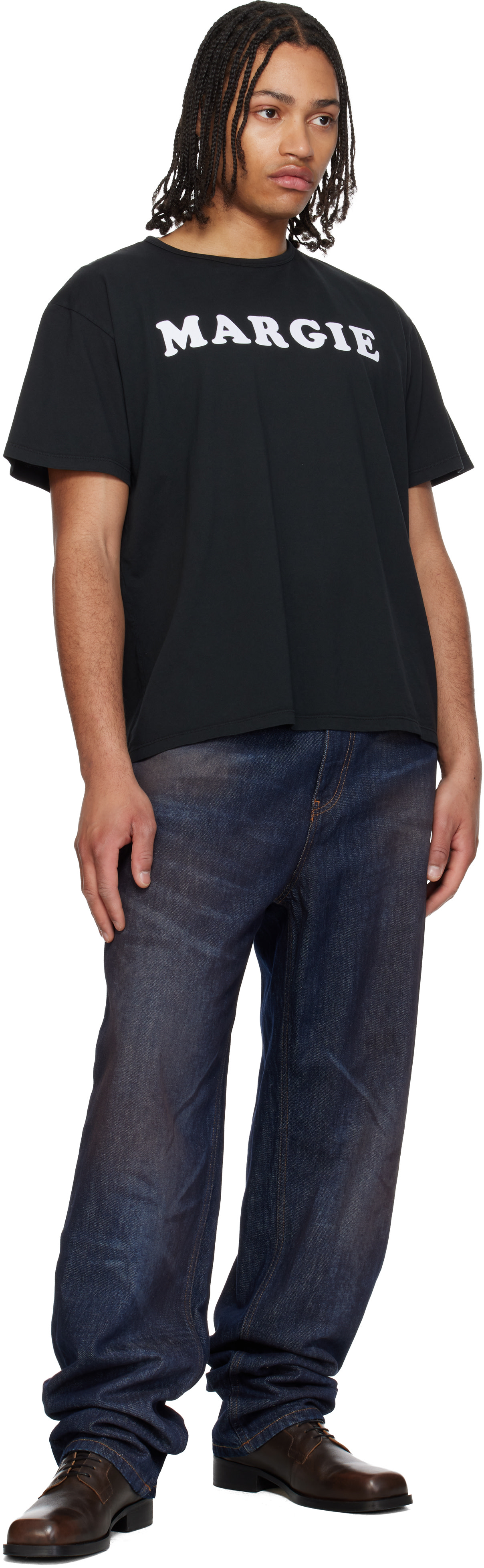 MM6 Maison Margiela: ブラック Vintage Jersey 'Margie' Tシャツ