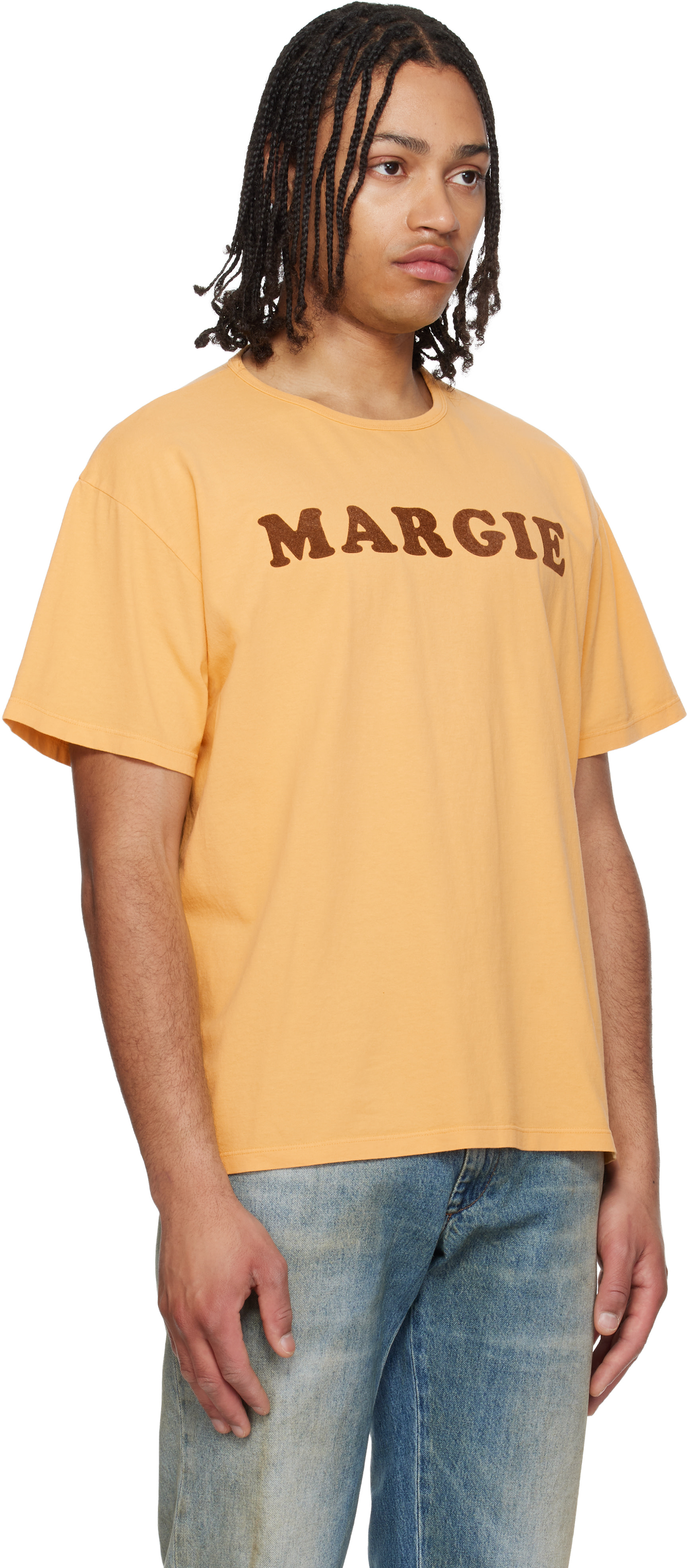 MM6 Maison Margiela: Yellow Vintage Jersey 'Margie' T-shirt