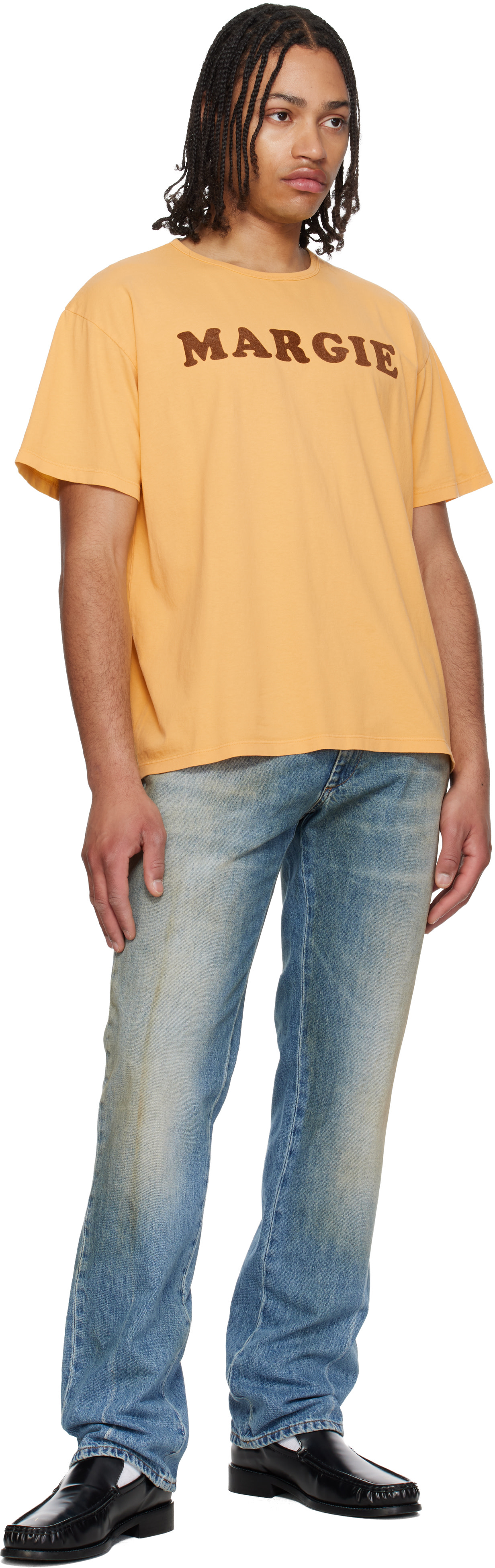 MM6 Maison Margiela: Yellow Vintage Jersey 'Margie' T-shirt