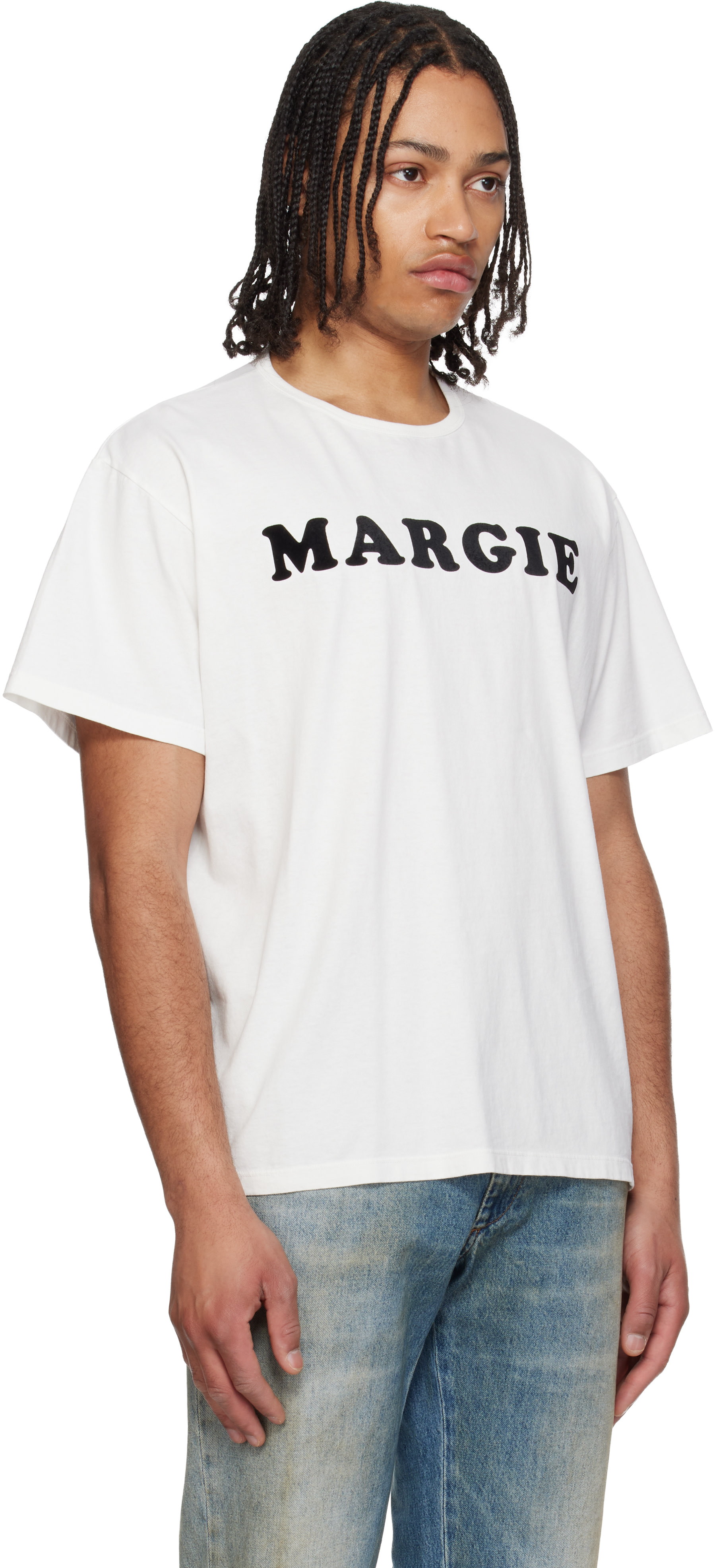 MM6 Maison Margiela: オフホワイト Vintage Jersey 'Margie' Tシャツ