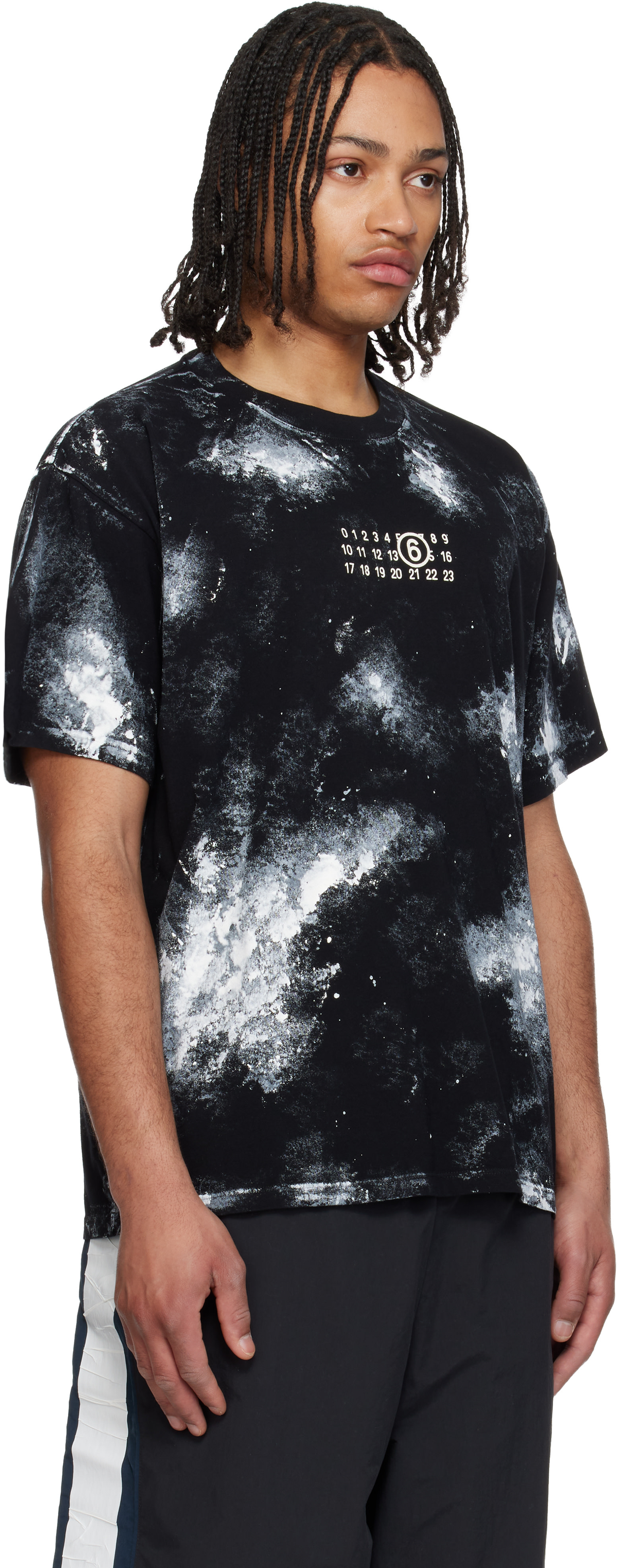 MM6 Maison Margiela: ブラック Paint Splatter Tシャツ | SSENSE 日本