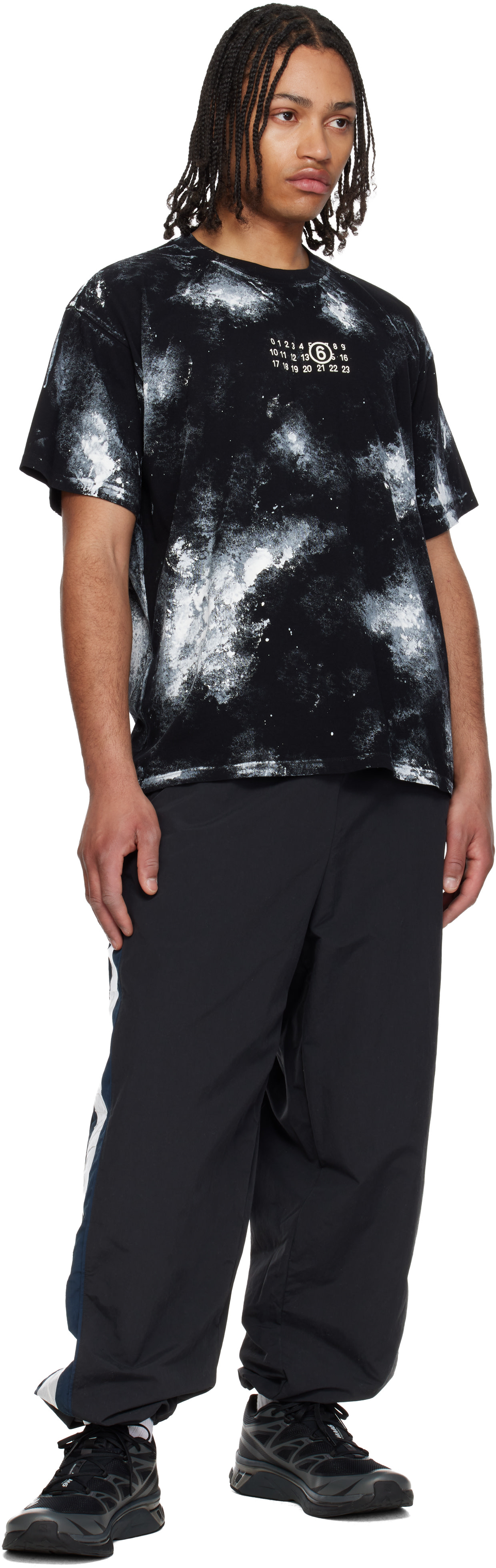 MM6 Maison Margiela: Black Paint Splatter T-shirt | SSENSE Canada