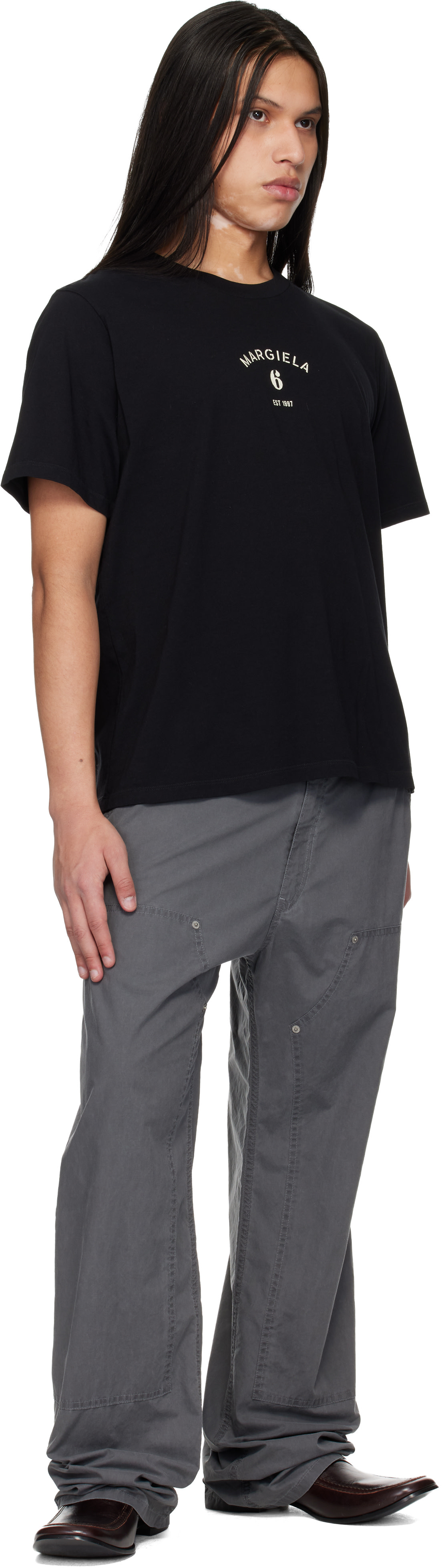MM6 Maison Margiela: Black Logo T-shirt | SSENSE