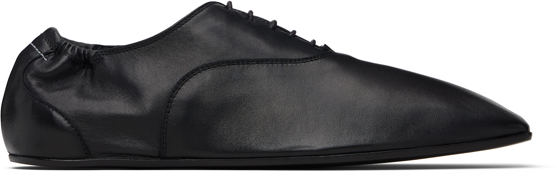MM6 Maison Margiela: Black Leather Oxfords | SSENSE