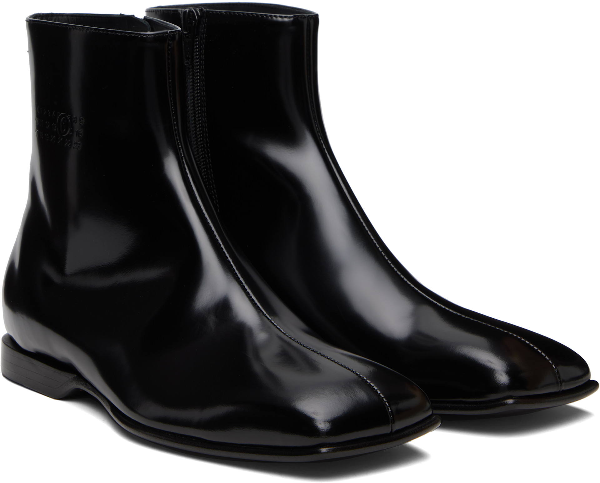 MM6 Maison Margiela - Black Leather Ankle Boots