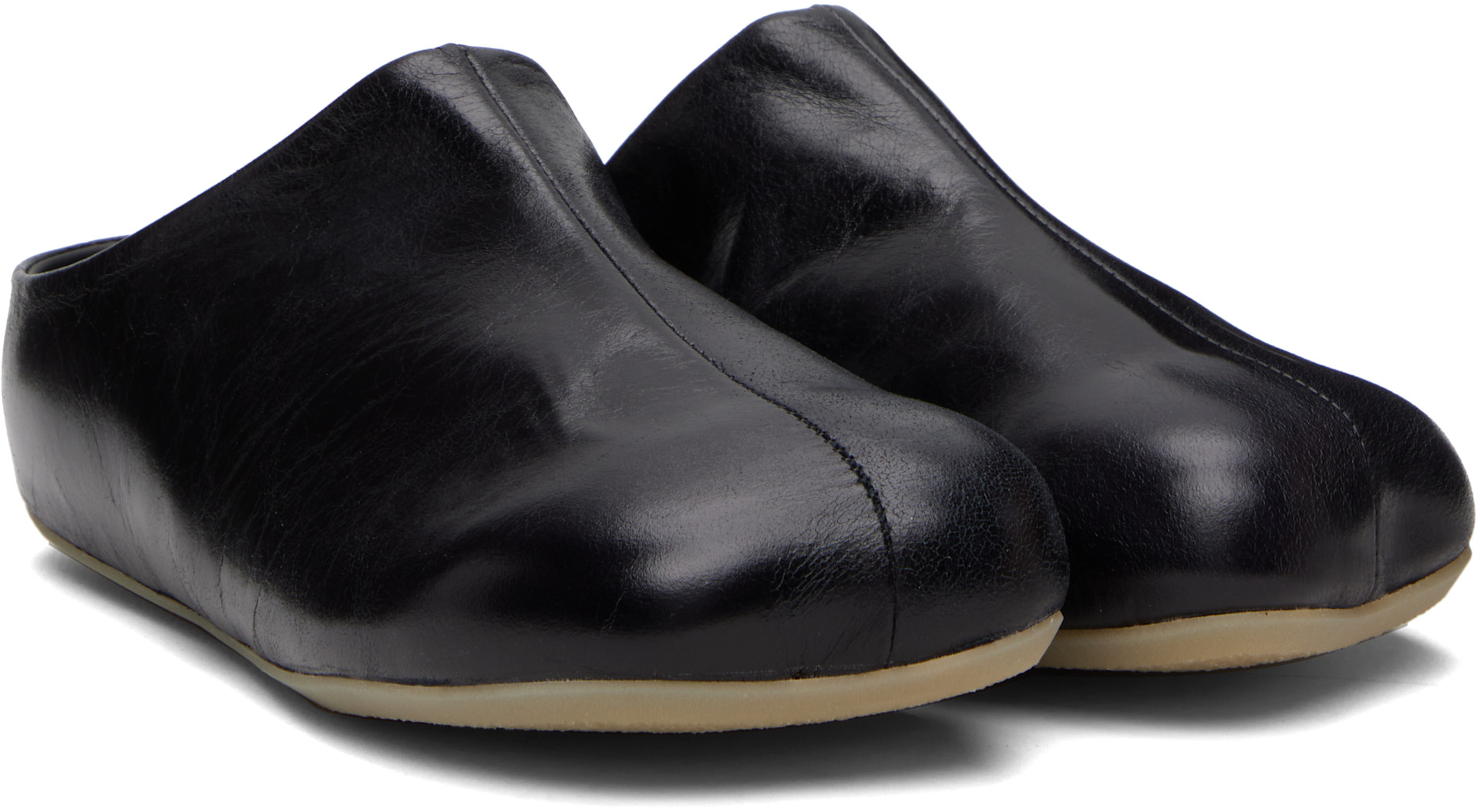 MM6 Maison Margiela: Black Factory Sabot Loafers | SSENSE United