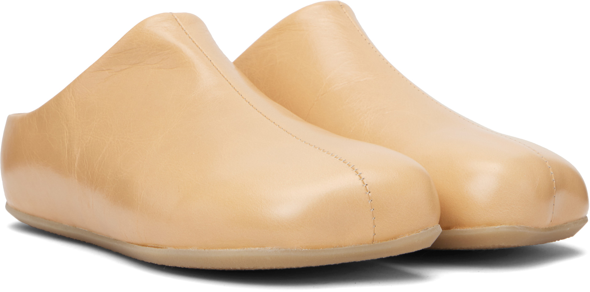MM6 Maison Margiela: Beige Factory Sabot Loafers | SSENSE