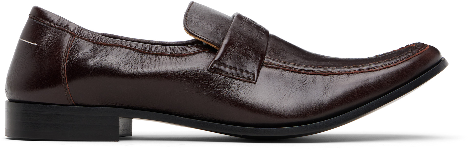 MM6 Maison Margiela: ブラウン Swing-Toe レザー ローファー | SSENSE